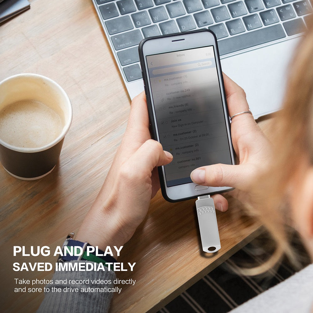 RICHWELL 32GB for iPhone Android 3 in 1 Memory Stick USB 3.0 Flash Drive - Black