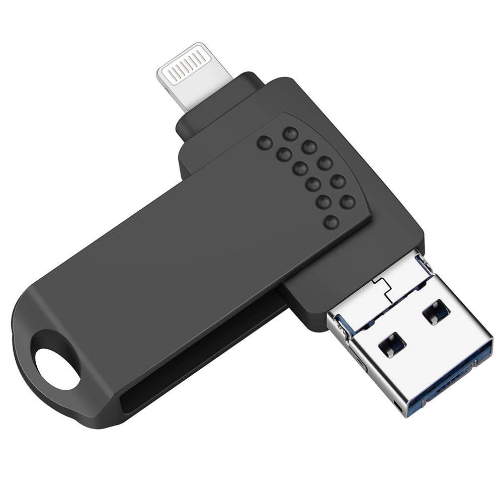 RICHWELL 16GB Plug and Play Memory Stick 3 in 1 USB 3.0 Flash Drive for iPhone Android - Black