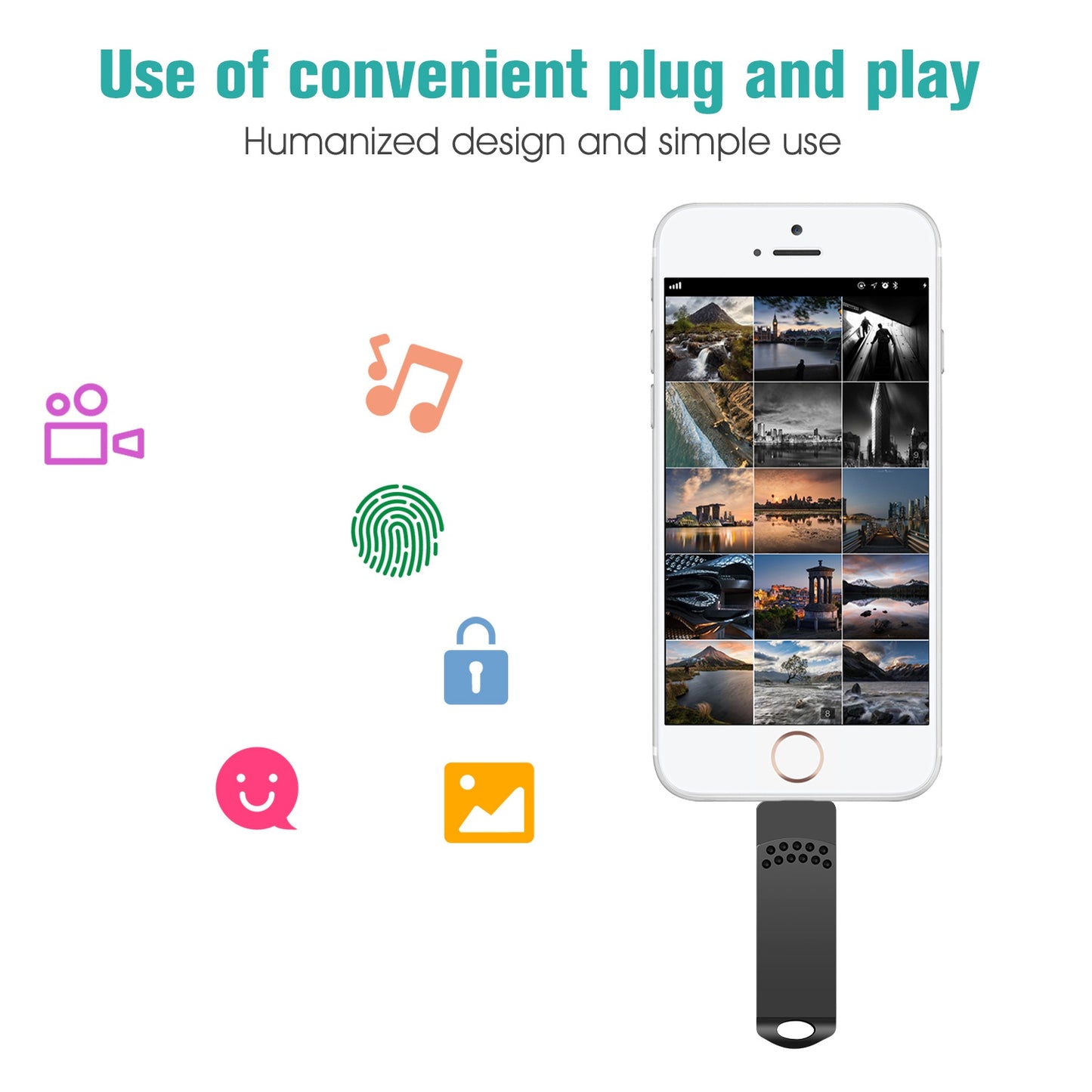 Uniqkart 128GB Type C/Lightning/USB 3 in 1 Thumb Drive Swivel Memory Stick USB 3.0 Flash Drive - Black