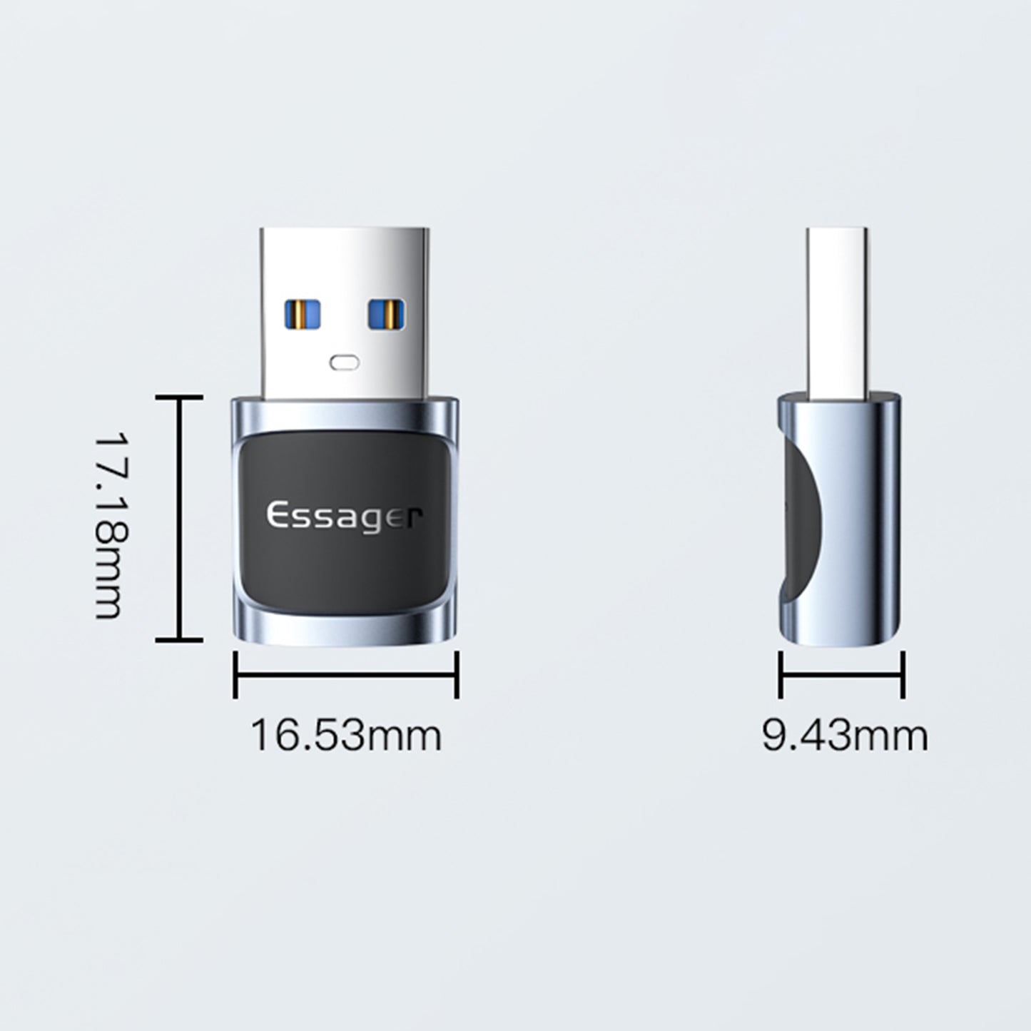 Essager Type-C Female to USB Male 5Gbps USB3.0 Data Transfer Charging Connector OTG Adapter - Black