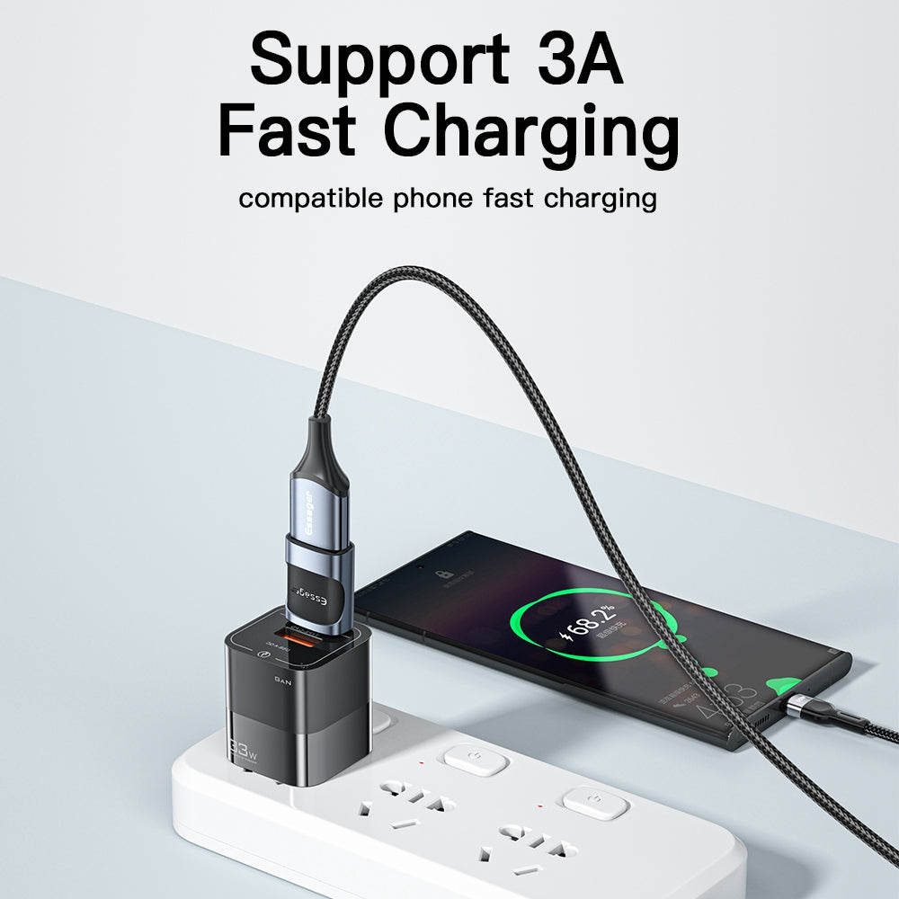Essager USB Female to Type-C Male USB3.0 5Gbps Data Transmission Charging Connector OTG Adapter - Black