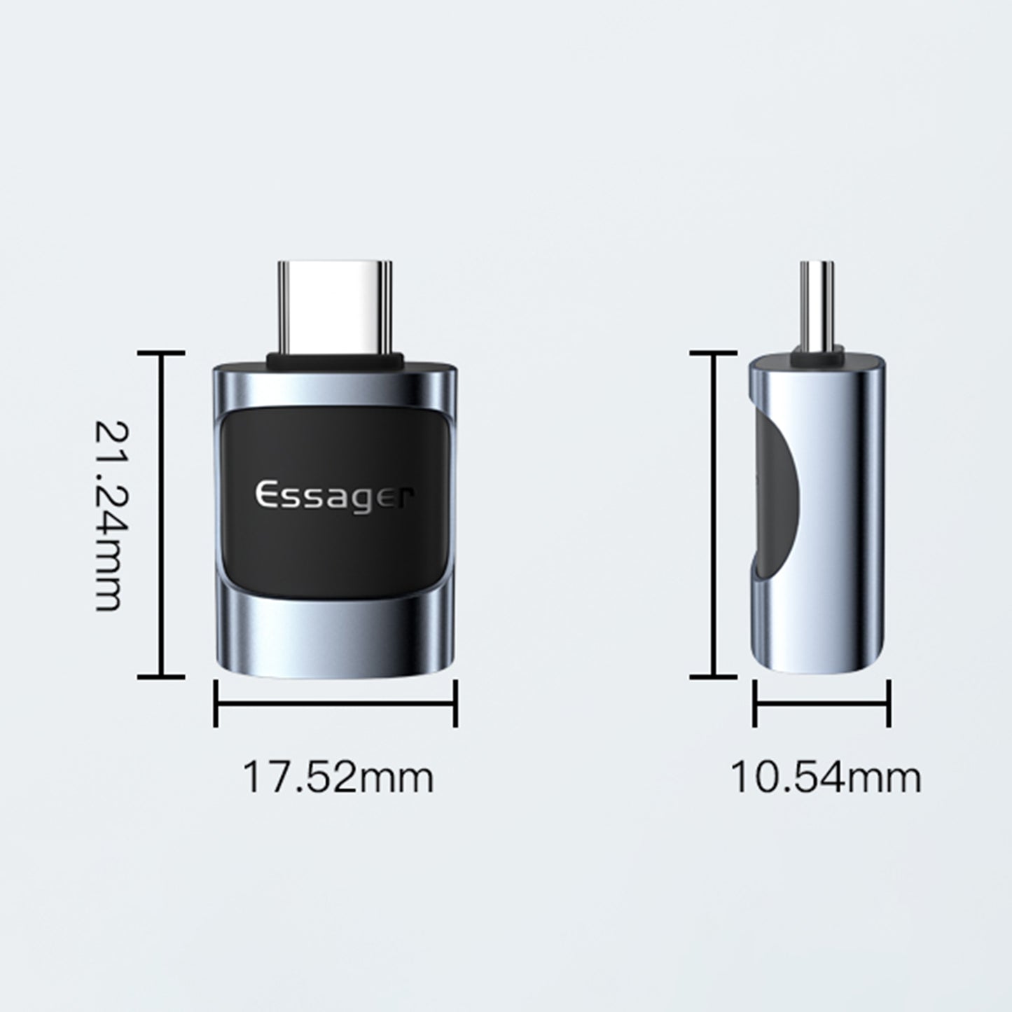 Essager USB Female to Type-C Male USB3.0 5Gbps Data Transmission Charging Connector OTG Adapter - Black