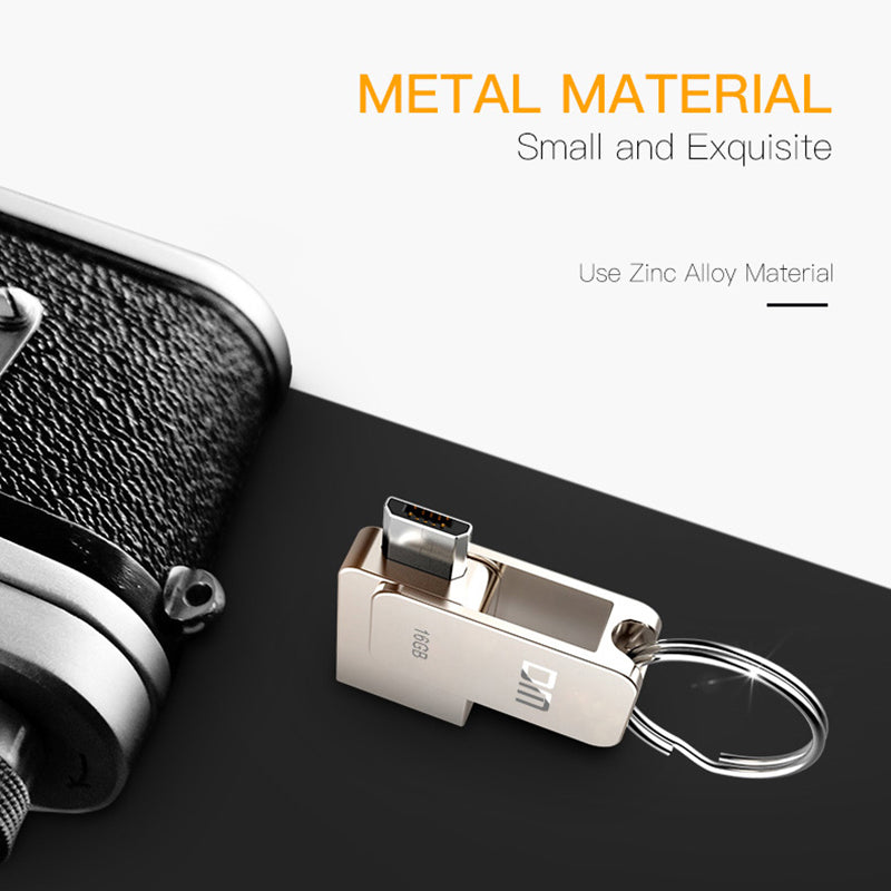 DM PD020 16GB Micro USB + USB2.0 U Disk USB Flash Drive Metal OTG Pendrive High Speed USB Memory Stick