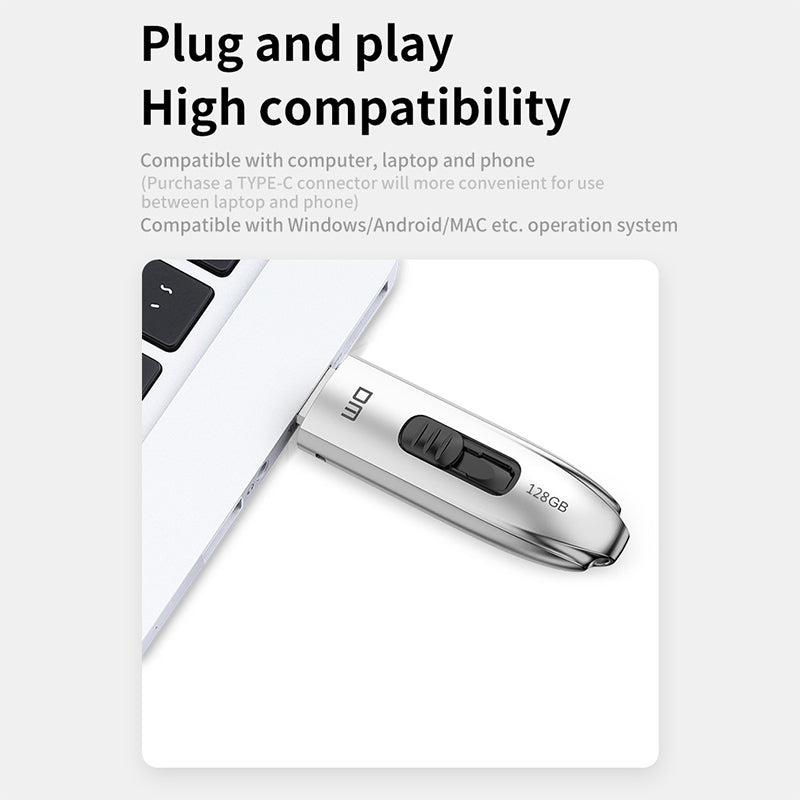 DM FS220 128GB Portable USB3.1 Hard Drive Push-pull Flash Disk External Solid Flash Drive