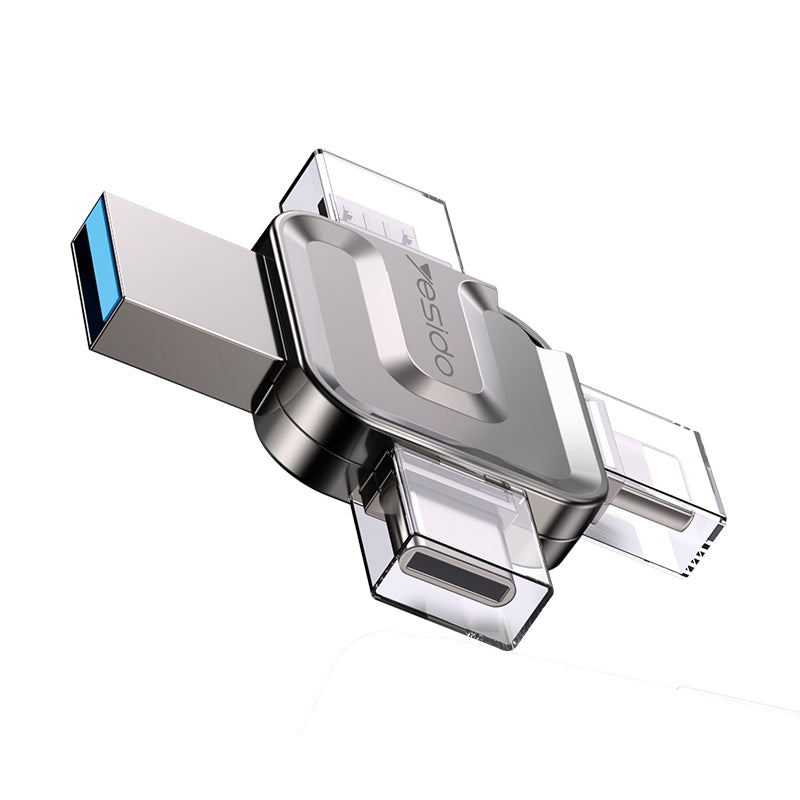 Uniqkart FL15 16GB U Disk USB3.0 Flash Drive 4-in-1 Memory Stick for iOS Android Phone Tablet PC