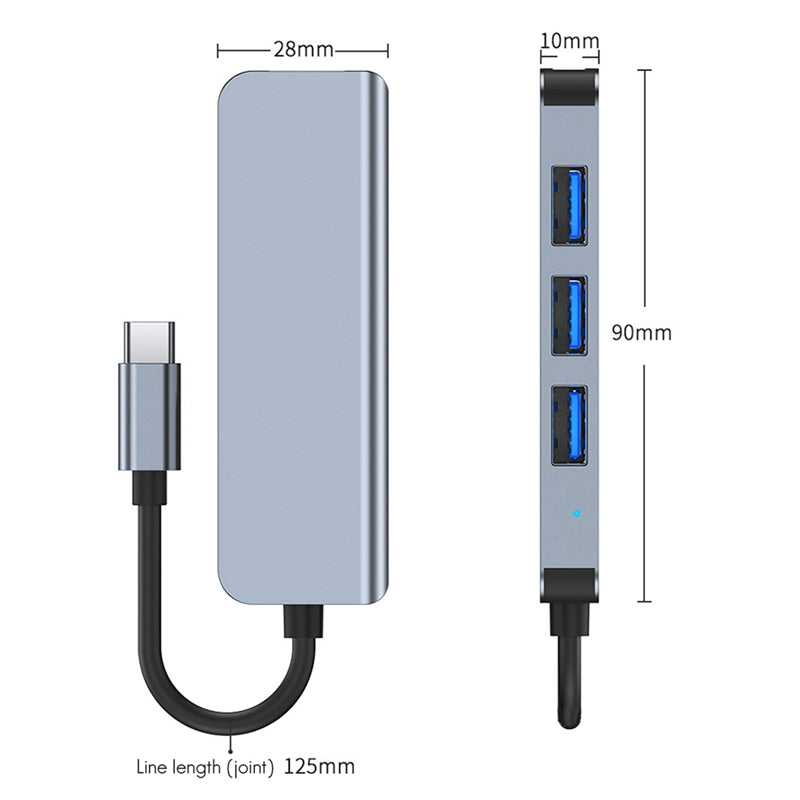 USB C Hub to 4xUSB Ports Adapter Compatible for USB C Laptops and Other Type C Devices
