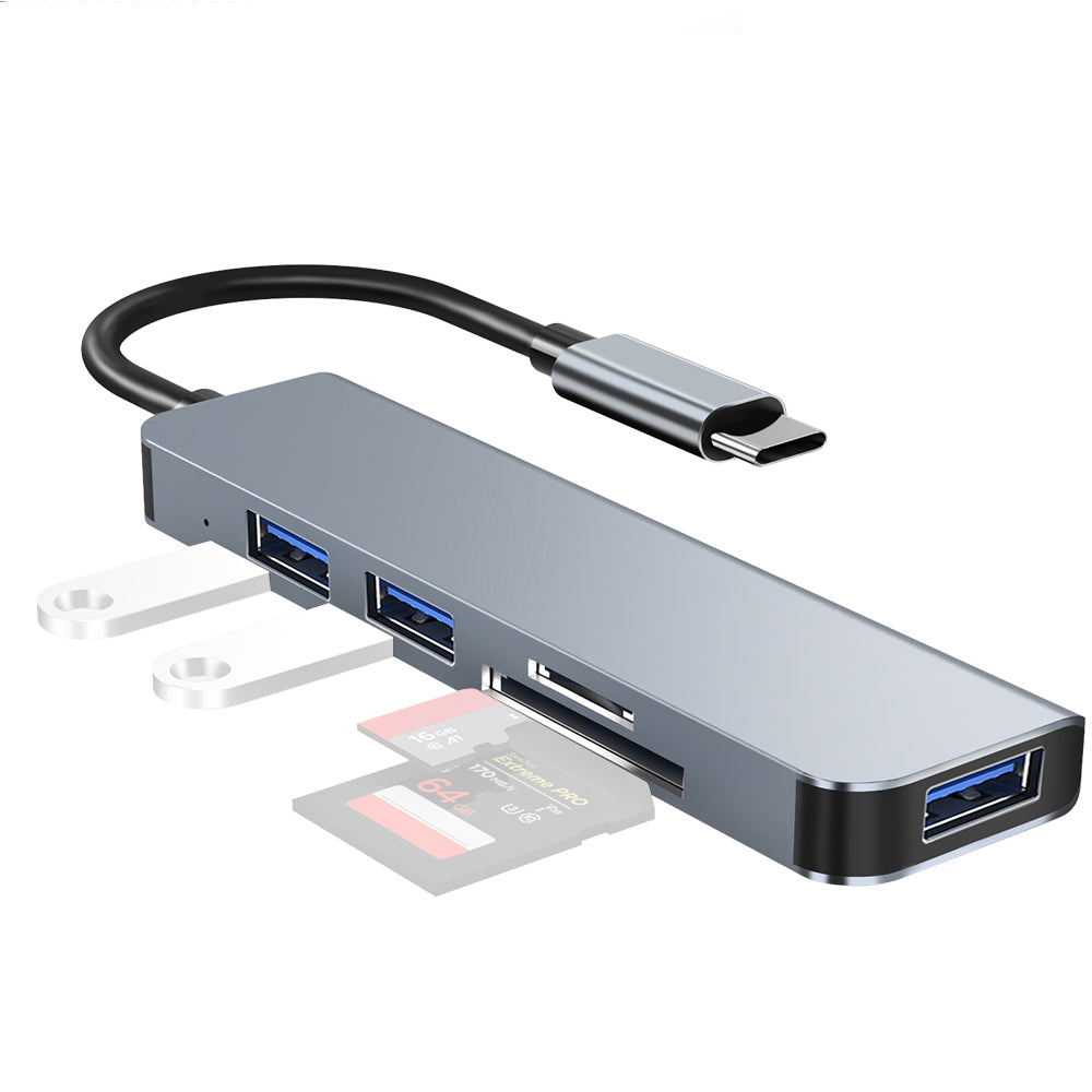 YG-2103 5 in 1 USB 3.1 Type-C Hub Adapter Data Transmission Converter Docking Station with TF Card USB3.0 USB2.0 Ports for Computers Laptops