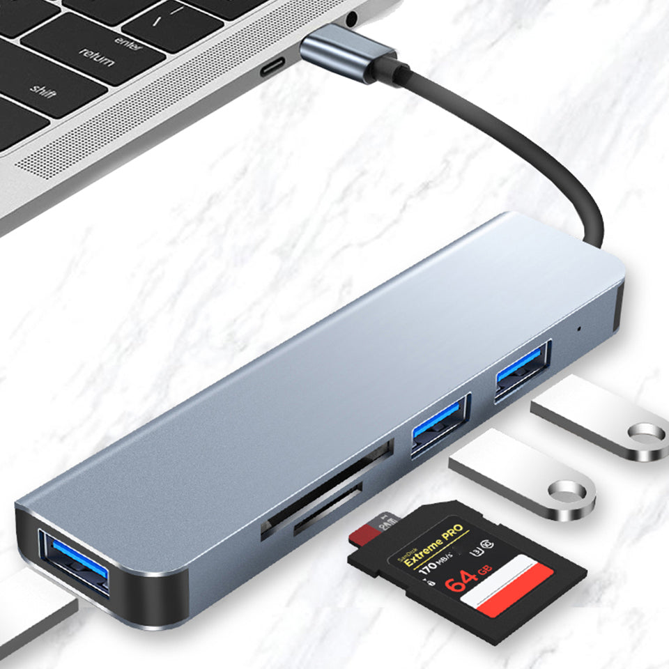 YG-2103 5 in 1 USB 3.1 Type-C Hub Adapter Data Transmission Converter Docking Station with TF Card USB3.0 USB2.0 Ports for Computers Laptops