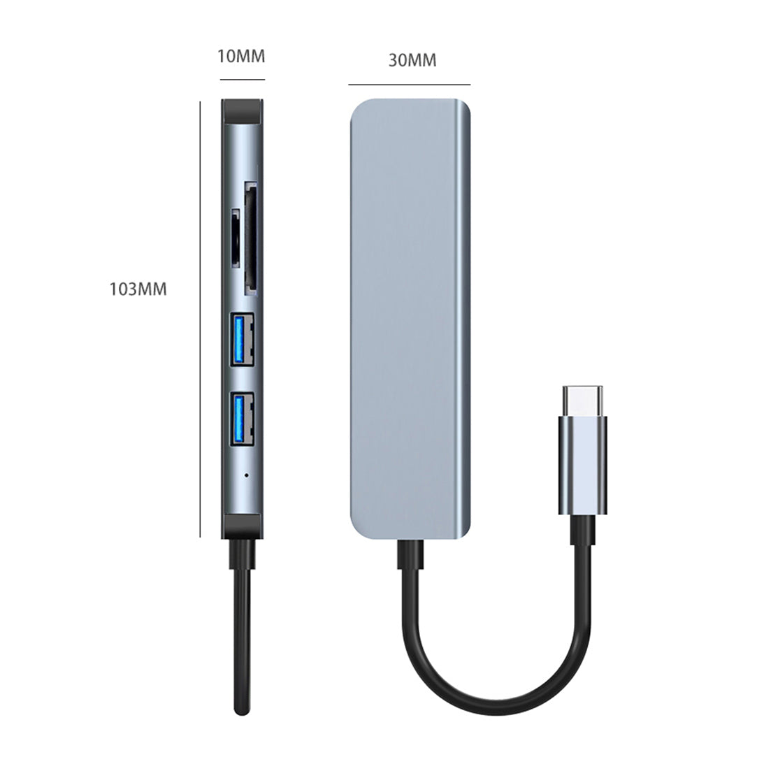 YG-2103 5 in 1 USB 3.1 Type-C Hub Adapter Data Transmission Converter Docking Station with TF Card USB3.0 USB2.0 Ports for Computers Laptops