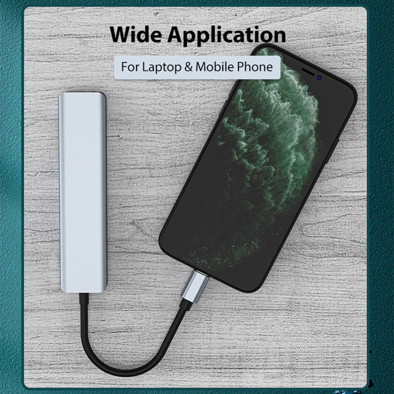 YG-2121 7 in 1 USB 3.1 Type-C Hub Adapter Data Synchronizer HDMI 4K 30Hz Multi-Port Docking Station with TD/TF/USB3.0