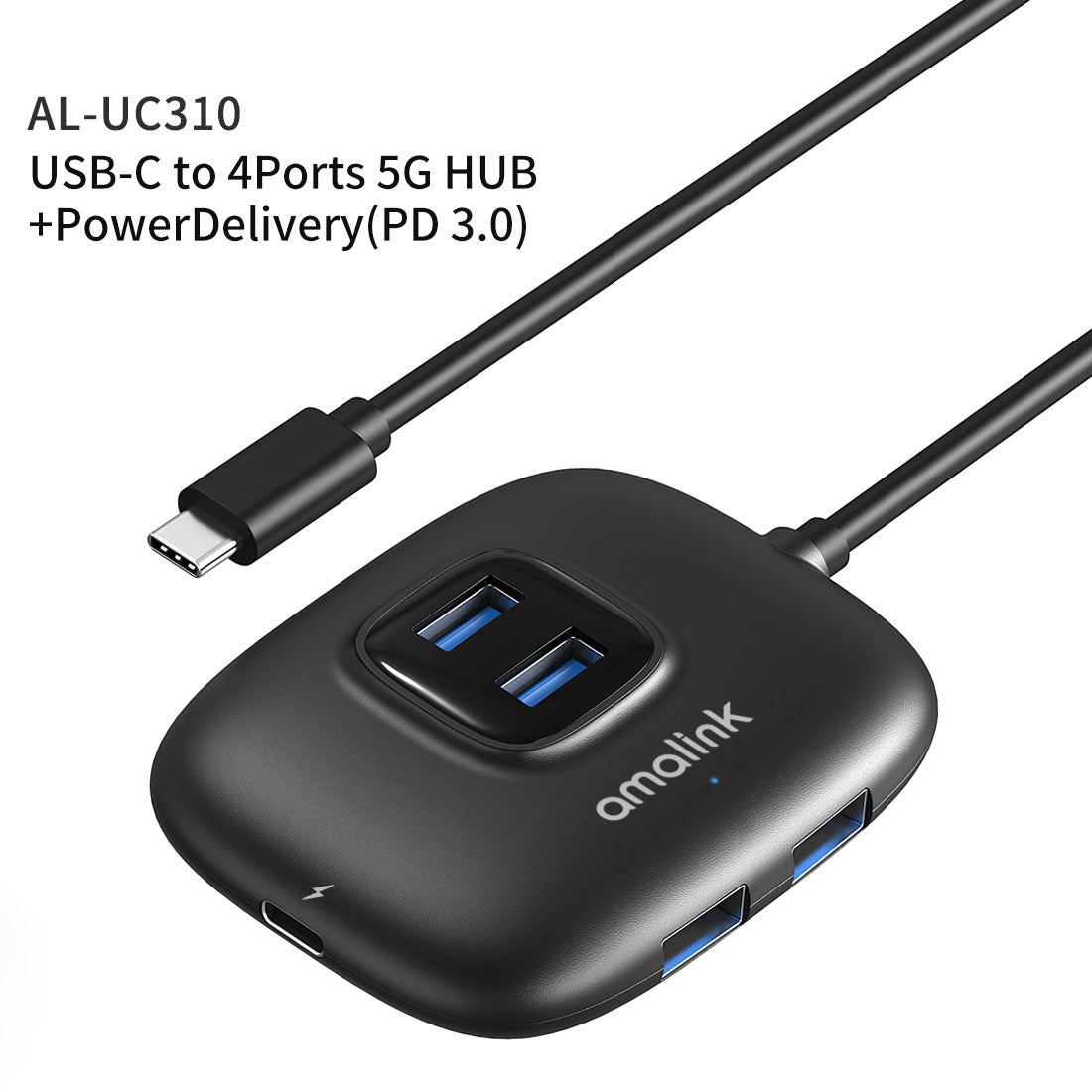 AL-UC310 Portable 5Gbps Type-C to USB 3.0 4 Ports + PD 3.0 Hub