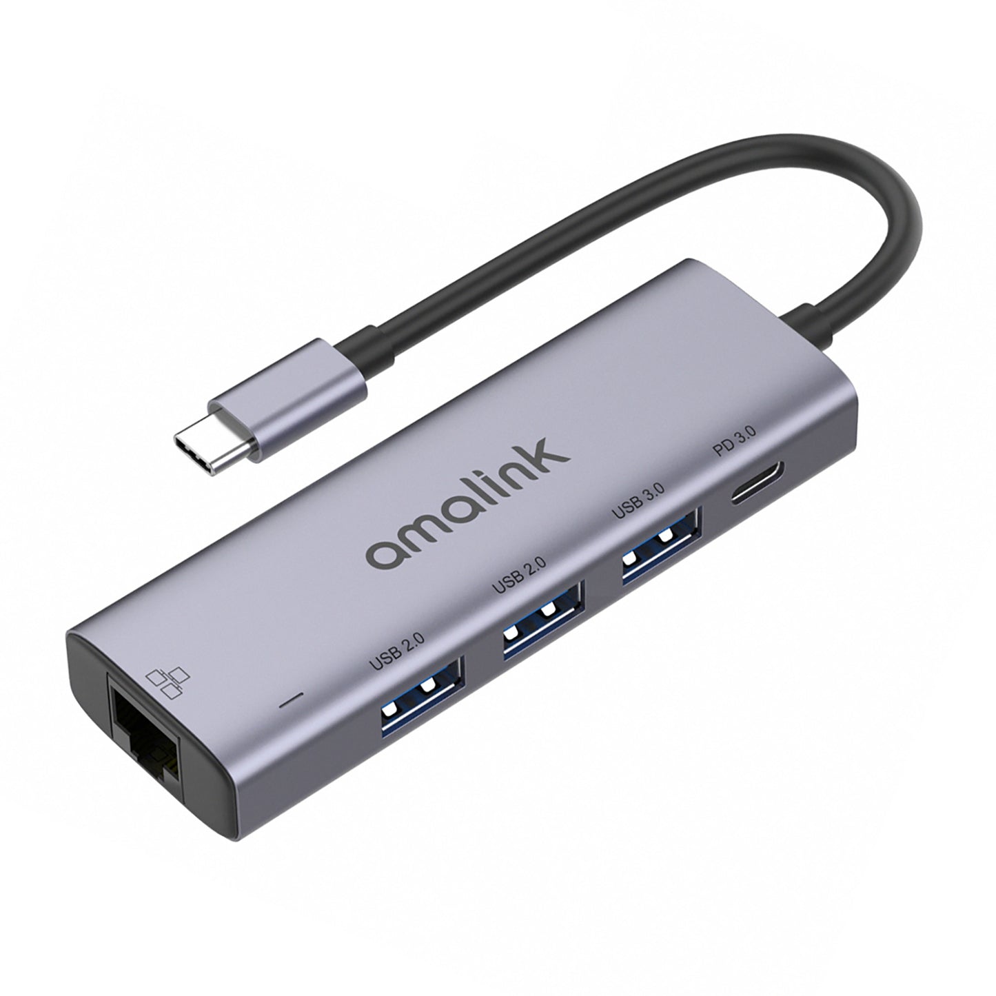 5 in 1 Driver Free Type C Hub 2x USB 2.0 3.0 PD 3.0 RJ45 Lan Adapter