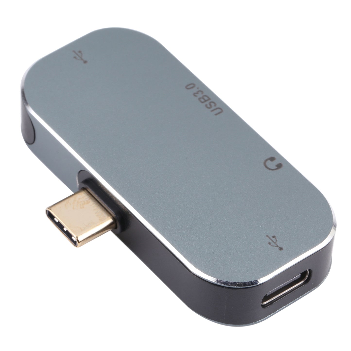 4 in 1 Multi-Port Hub Type-C Male to Type-C+3.5mm AUX+USB 3.0+USB Female Adapter Mini Converter for Computers/Laptops