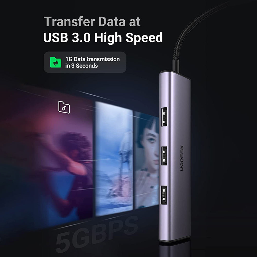 UGREEN 20841 USB C Hub Adapter Type C to 4 USB 3.0 Ports Converter Data Transfer Compatible with MacBook Pro Air M1 2021/2020/2019, iPad 2021, iPad Pro, Dell, Chromebook