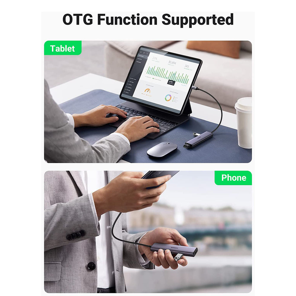 UGREEN 20841 USB C Hub Adapter Type C to 4 USB 3.0 Ports Converter Data Transfer Compatible with MacBook Pro Air M1 2021/2020/2019, iPad 2021, iPad Pro, Dell, Chromebook