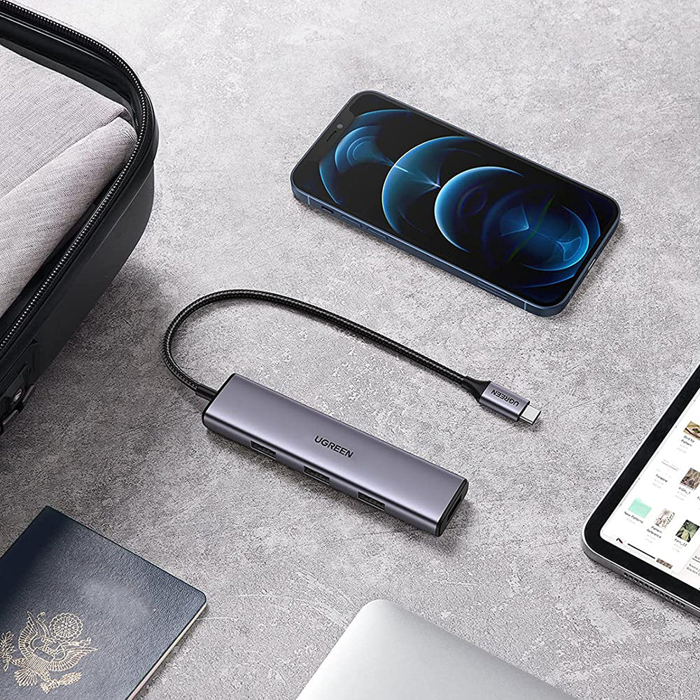 UGREEN 20841 USB C Hub Adapter Type C to 4 USB 3.0 Ports Converter Data Transfer Compatible with MacBook Pro Air M1 2021/2020/2019, iPad 2021, iPad Pro, Dell, Chromebook