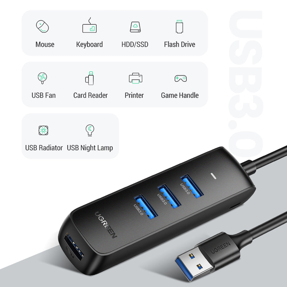 Uniqkart For MacBook Pro Air 2020 Surface Notebook PC Laptop Portable USB 3.0 Splitter Adapter 4 Ports USB Hub