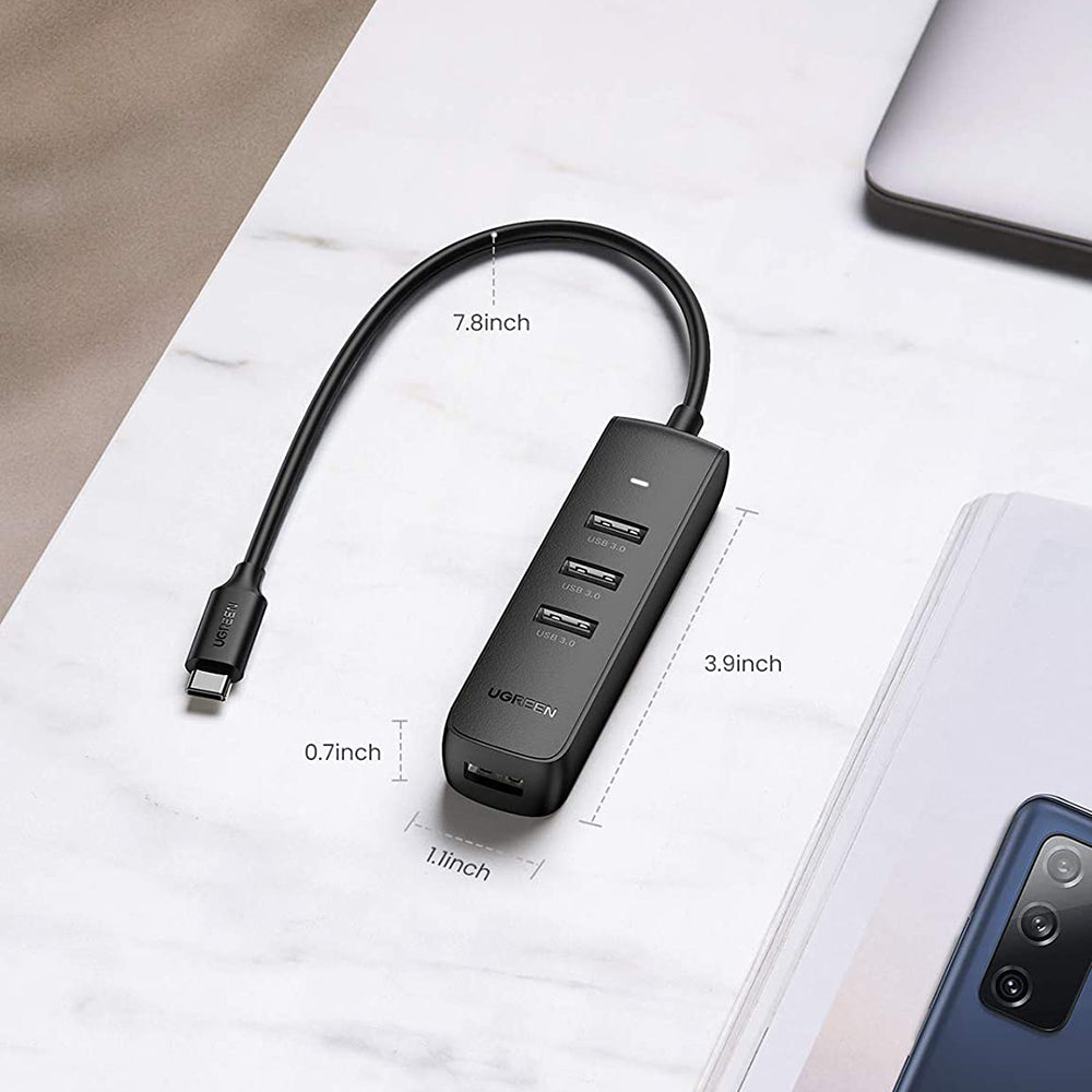 UGREEN 10916 0.2m USB C Hub 4-Port USB 3.0 Adapter 5Gbps Multi-Port Type-C Converter Compatible with MacBook Pro Air/iMac/Mac Mini/ChromeBook Pixel/Surface Pro