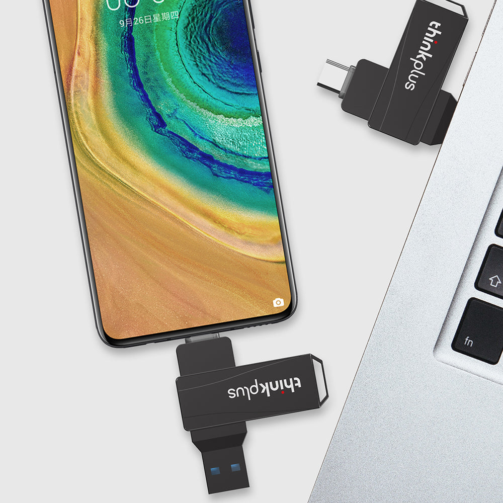Lenovo Thinkplus MU252 32GB Thumb Drive Rotation Photo Video Memory Stick USB C 3.1 Flash Drive USB+Type C 2-in-1 External Storage Tool