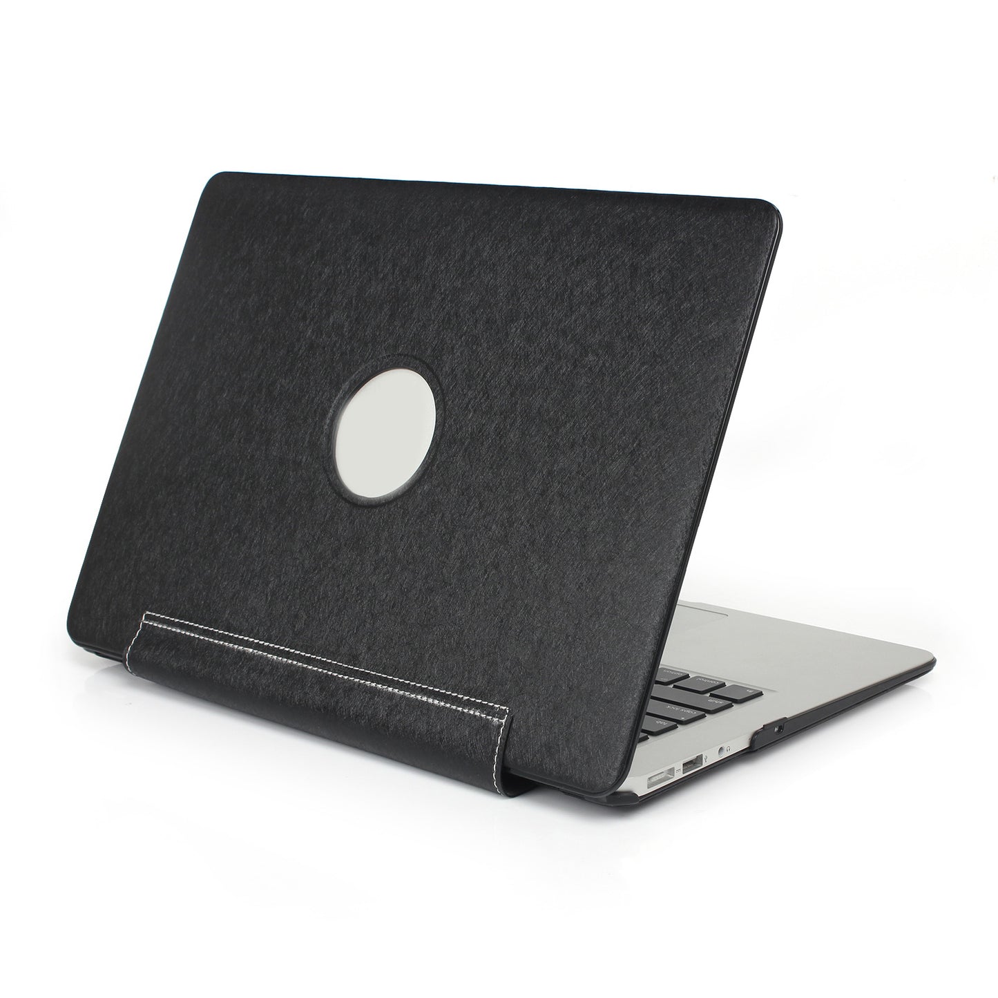 One Piece PU Leather + PC Protective Shell Case for MacBook Pro 13.3-inch (A1706/A1708/A1989/A2159/A2289/A2251/A2338) - Black