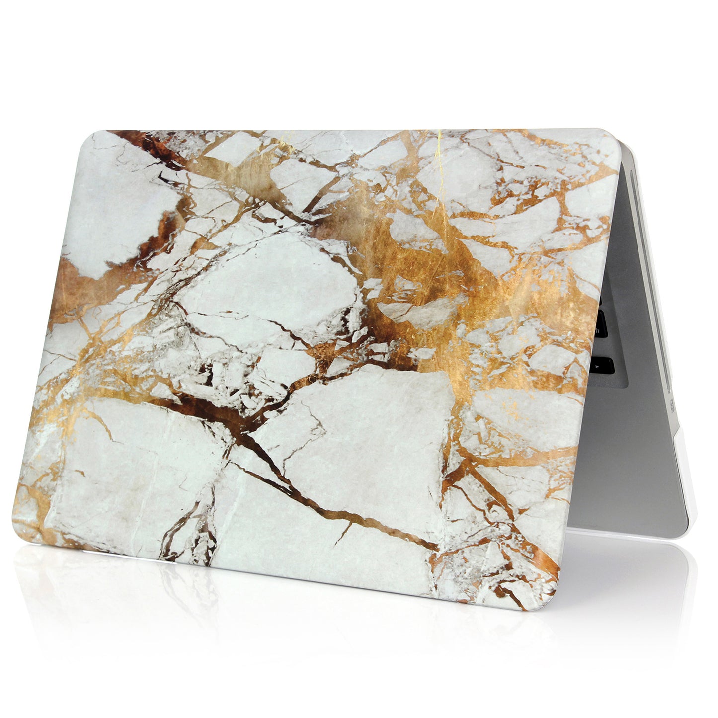 Pattern Printing Hard PC Protective Laptop Case Cover for MacBook 16 Pro (A2141) - White/Gold/Marble