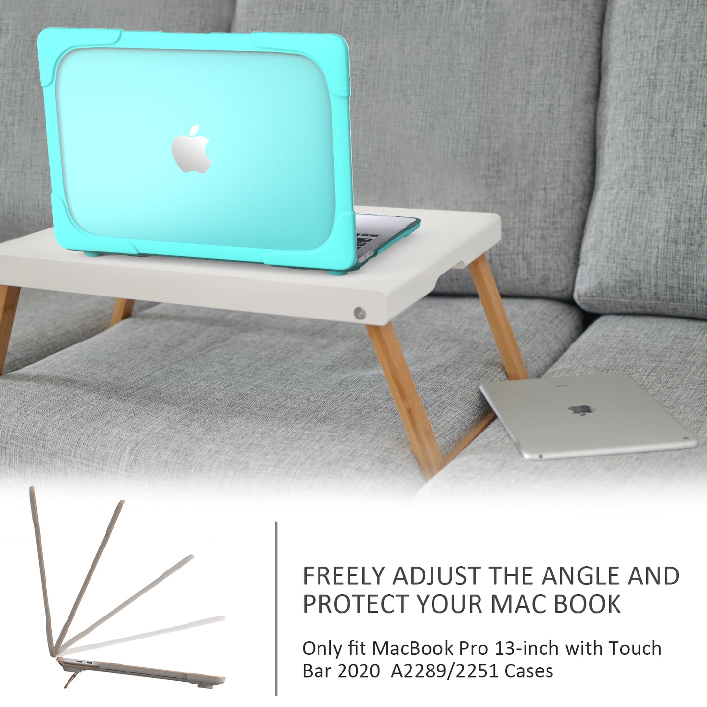 Hard PC Laptop Case Sleeve Notebook Computer Cover with Supporting Stand for MacBook Pro 13inch A2251 / A2289 / A2338 - Blue