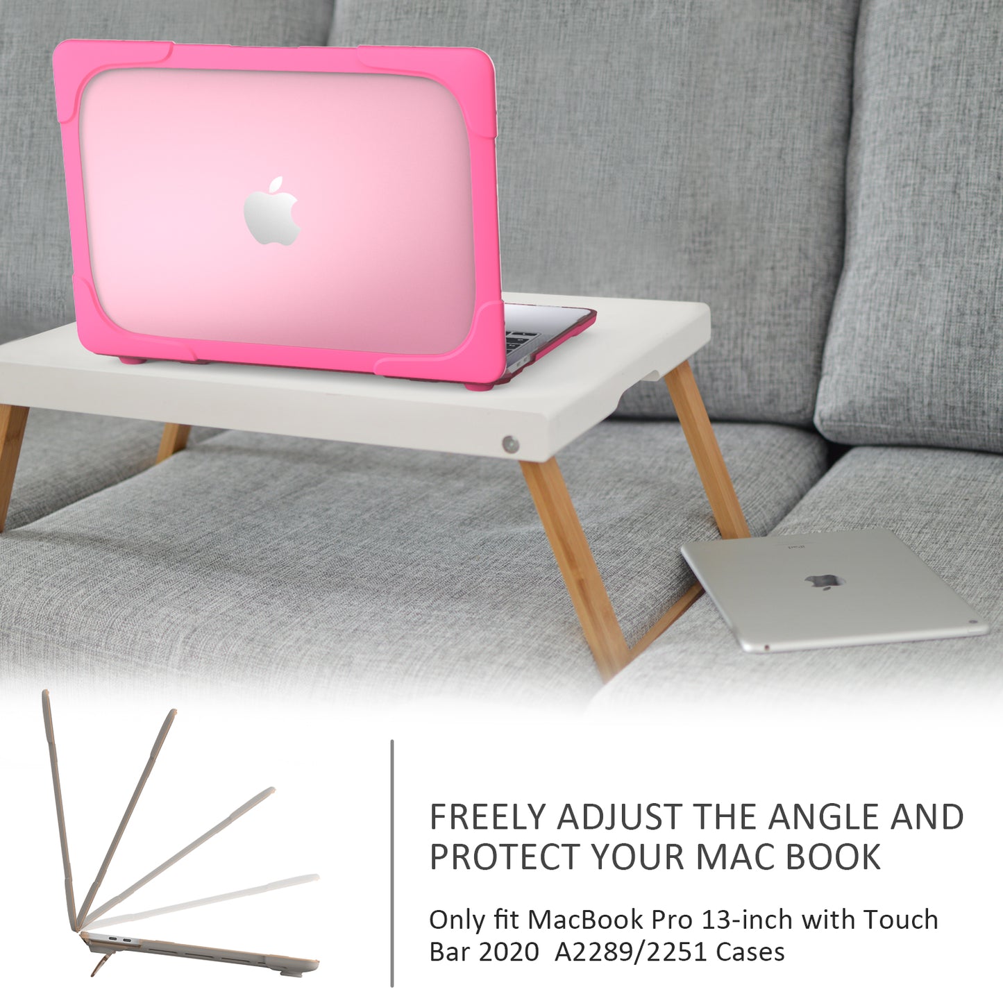 Hard PC Laptop Case Sleeve Notebook Computer Cover with Supporting Stand for MacBook Pro 13inch A2251 / A2289 / A2338 - Rose