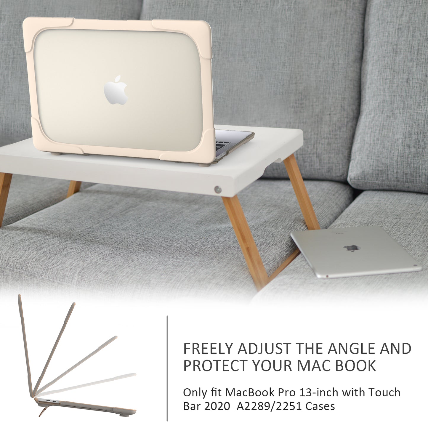 Hard PC Laptop Case Sleeve Notebook Computer Cover with Supporting Stand for MacBook Pro 13inch A2251 / A2289 / A2338 - Khaki