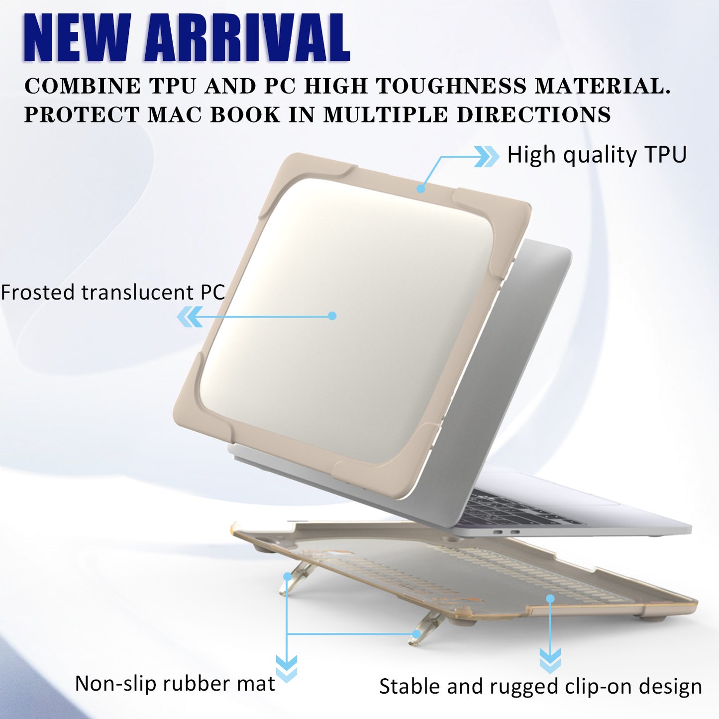 Hard PC Laptop Case Sleeve Notebook Computer Cover with Supporting Stand for MacBook Pro 13inch A2251 / A2289 / A2338 - Khaki