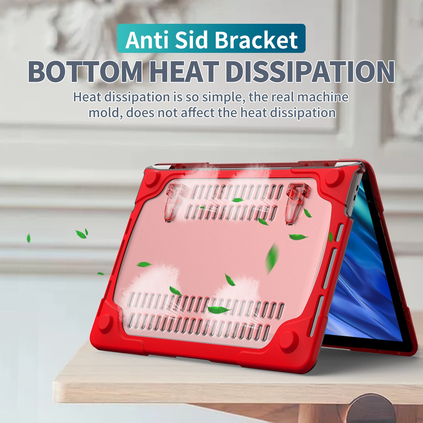 Supporting Stand PC Laptop Case Protective Notebook Cover for MacBook Air 13inch A1932 / A2179 / A2337 - Red