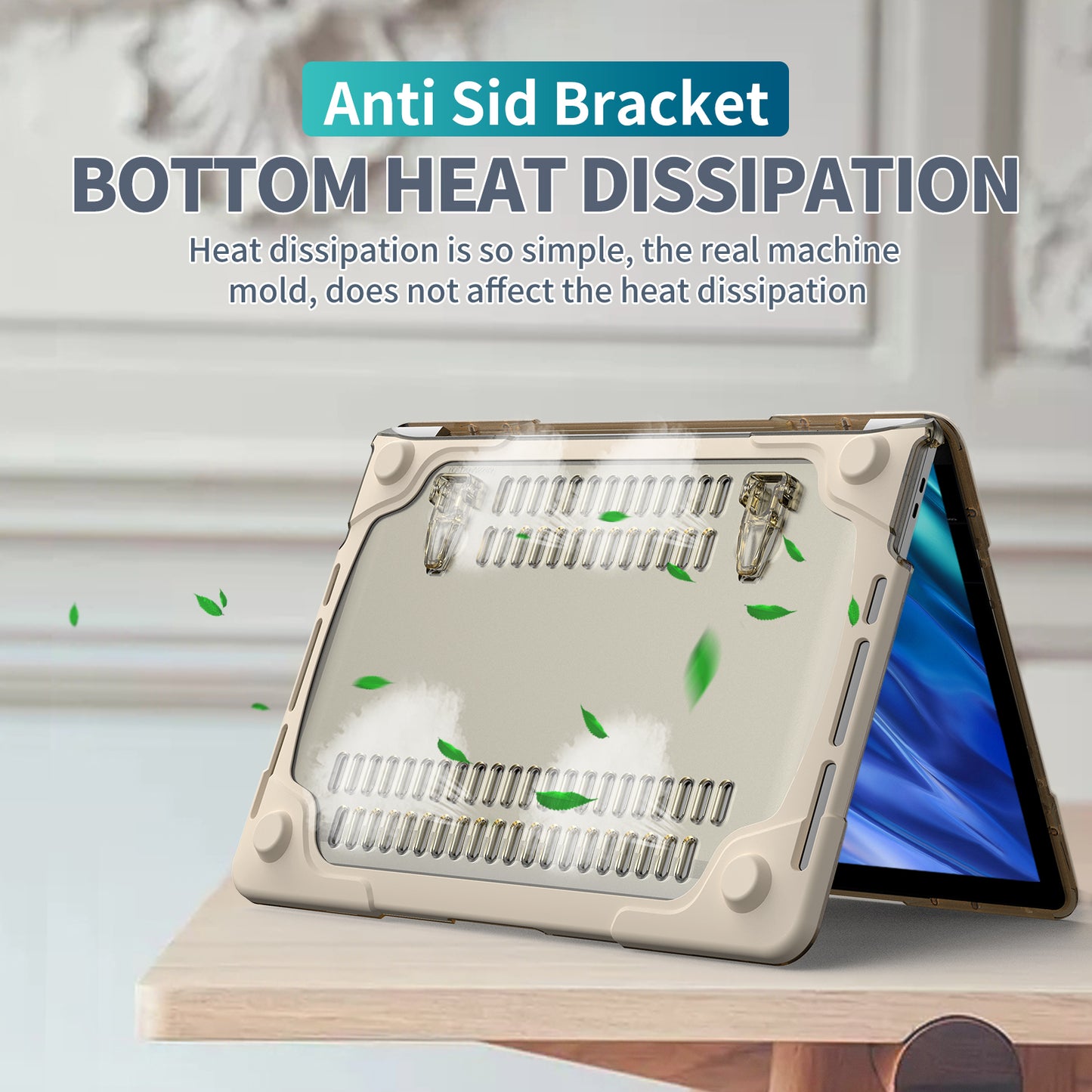 Supporting Stand PC Laptop Case Protective Notebook Cover for MacBook Air 13inch A1932 / A2179 / A2337 - Khaki