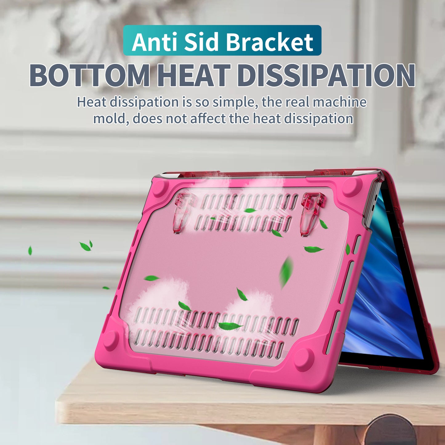 Supporting Stand PC Laptop Case Protective Notebook Cover for MacBook Air 13inch A1932 / A2179 / A2337 - Rose