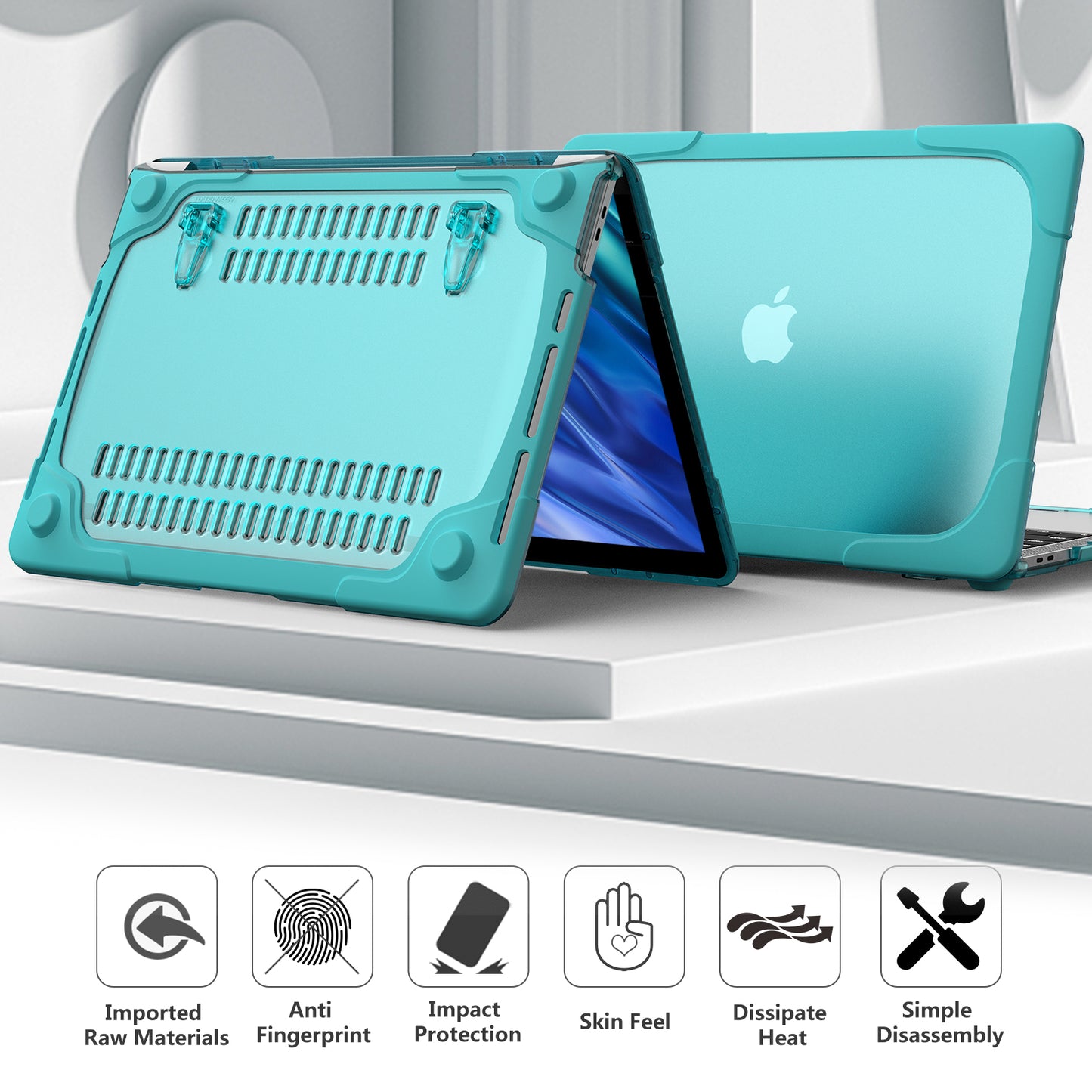 Supporting Stand PC Laptop Case Protective Notebook Cover for MacBook Air 13inch A1932 / A2179 / A2337 - Blue