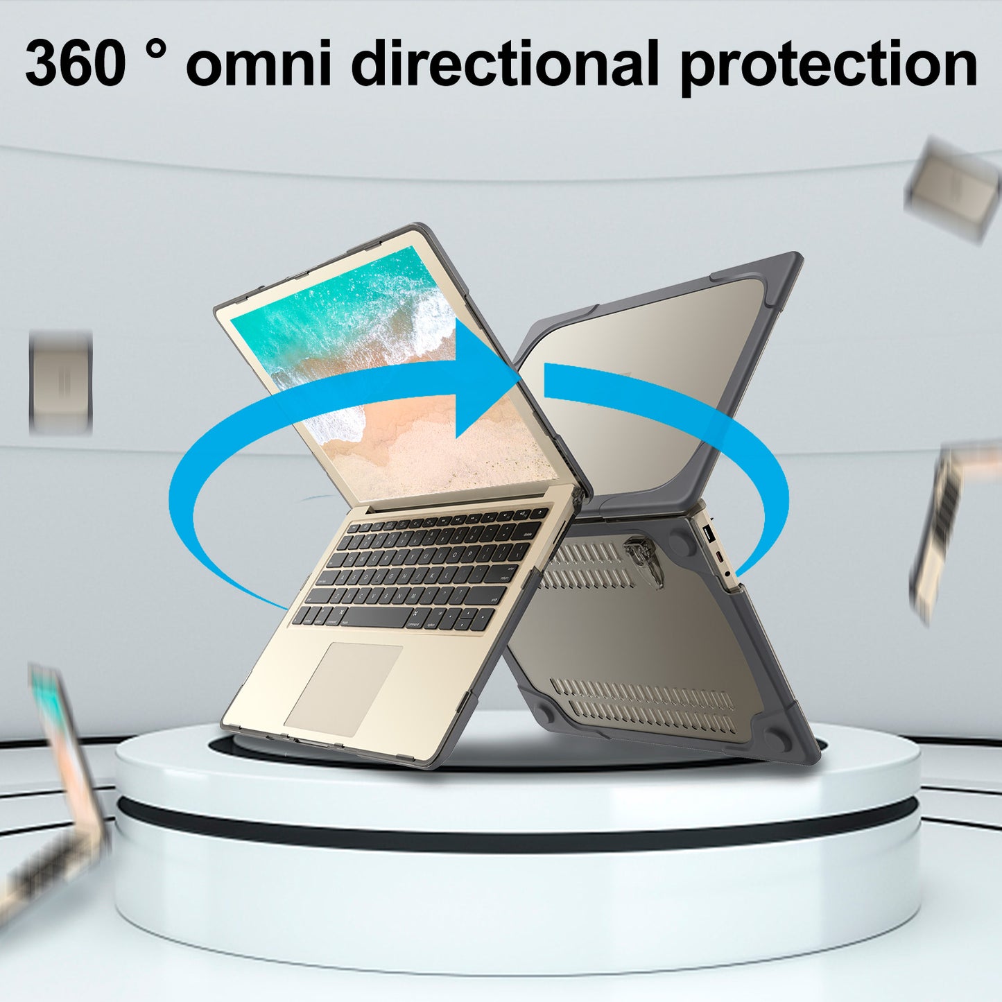 Hard PC Full Protection Laptop Case Cover with Kickstand Design for Microsoft Surface Laptop 2 / 3 / 4 15-inch 1873 / 1953 Metal Keyboard Version - Grey