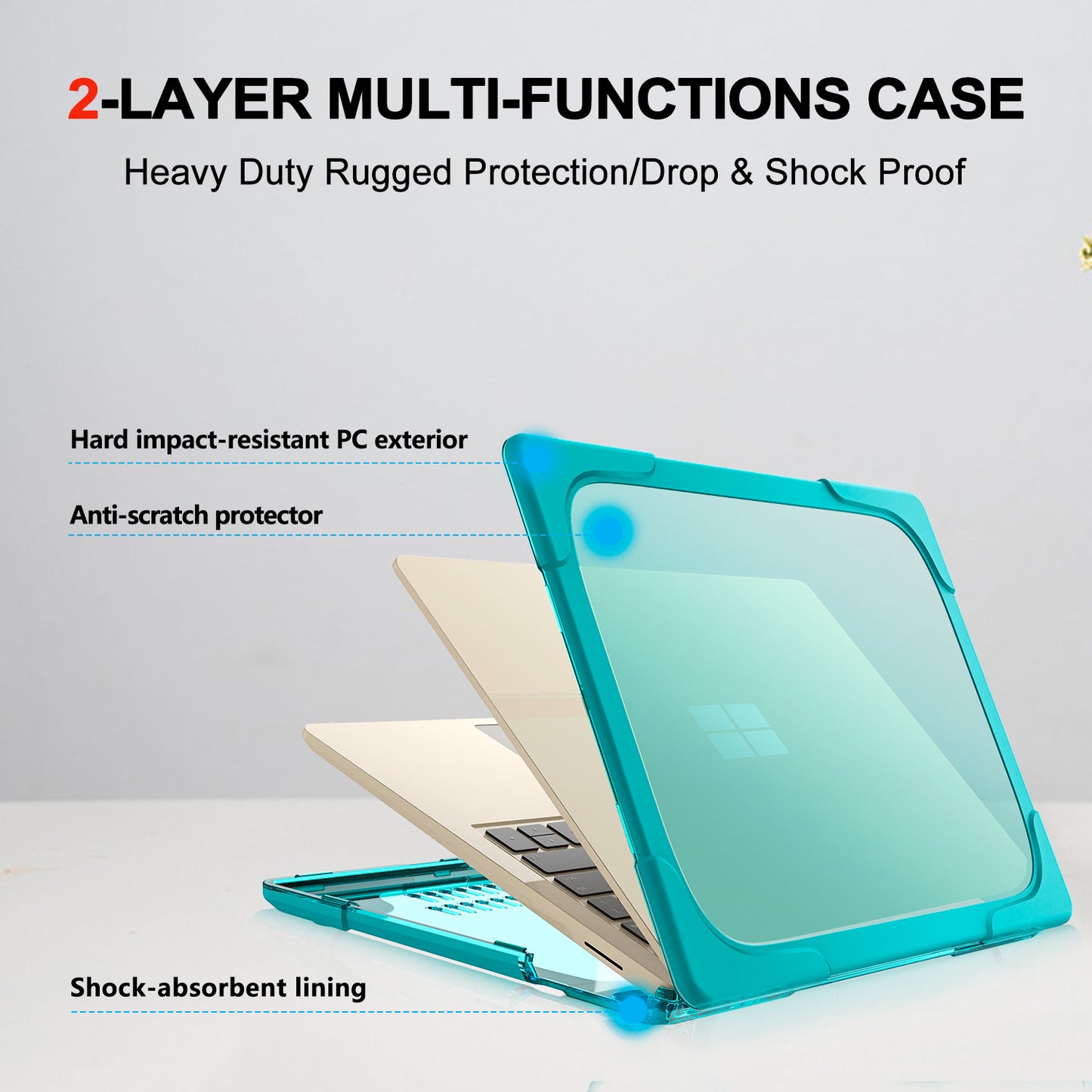 Hard PC Full Protection Laptop Case Cover with Kickstand Design for Microsoft Surface Laptop 2 / 3 / 4 15-inch 1873 / 1953 Metal Keyboard Version - Baby Blue