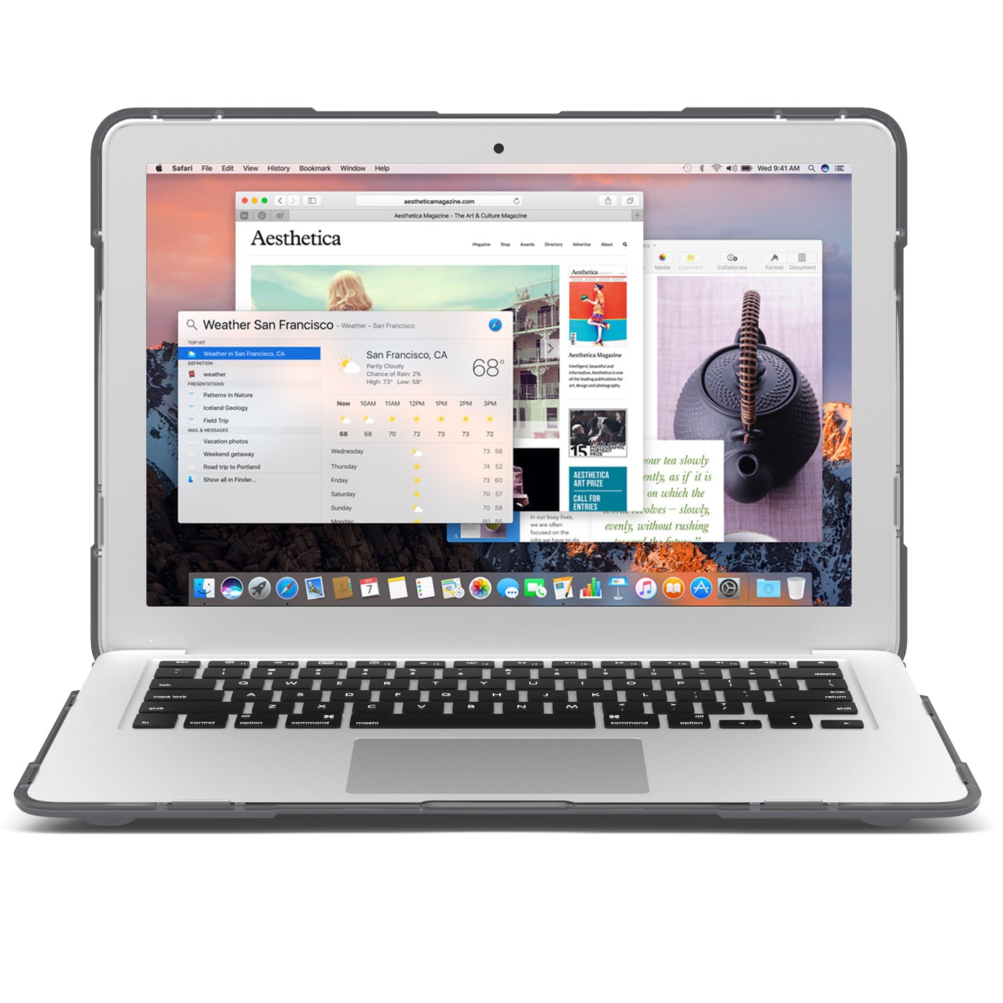 Supporting Stand Design Hard PC Anti-scratch Laptop Case Protective Notebook Cover for MacBook Air 13inch A1466 / A1369 - Grey