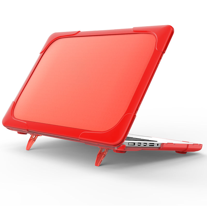Hard PC Laptop Case Notebook Computer Cover with Supporting Stand Feet for MacBook Pro 15-inch / Pro Retina 15-inch A1398 - Red