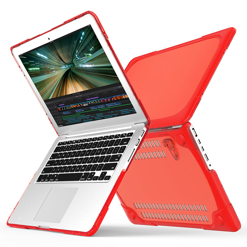 Hard PC Laptop Case Notebook Computer Cover with Supporting Stand Feet for MacBook Pro 15-inch / Pro Retina 15-inch A1398 - Red