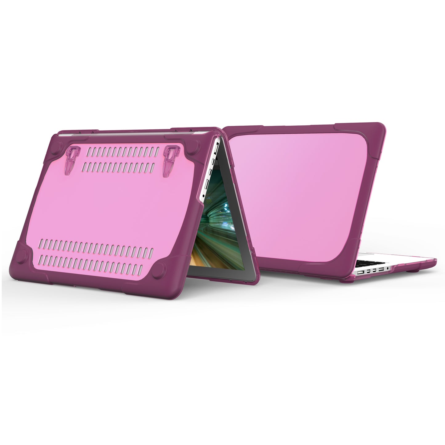 Hard PC Laptop Case Notebook Computer Cover with Supporting Stand Feet for MacBook Pro 15-inch / Pro Retina 15-inch A1398 - Purple