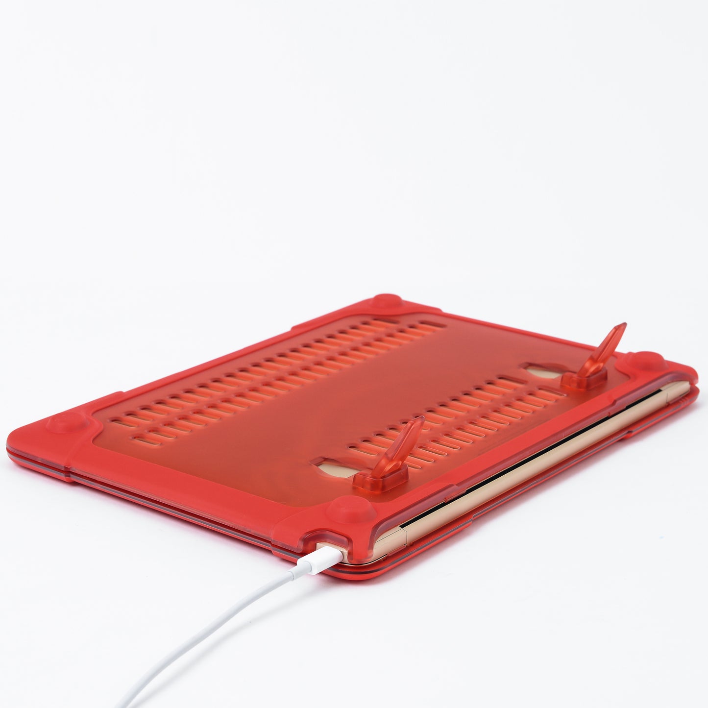 Drop-proof Supporting Stand Design Hard PC Laptop Case Well-protected Notebook Cover for MacBook Retina 12inch A1534 / A1931 - Red