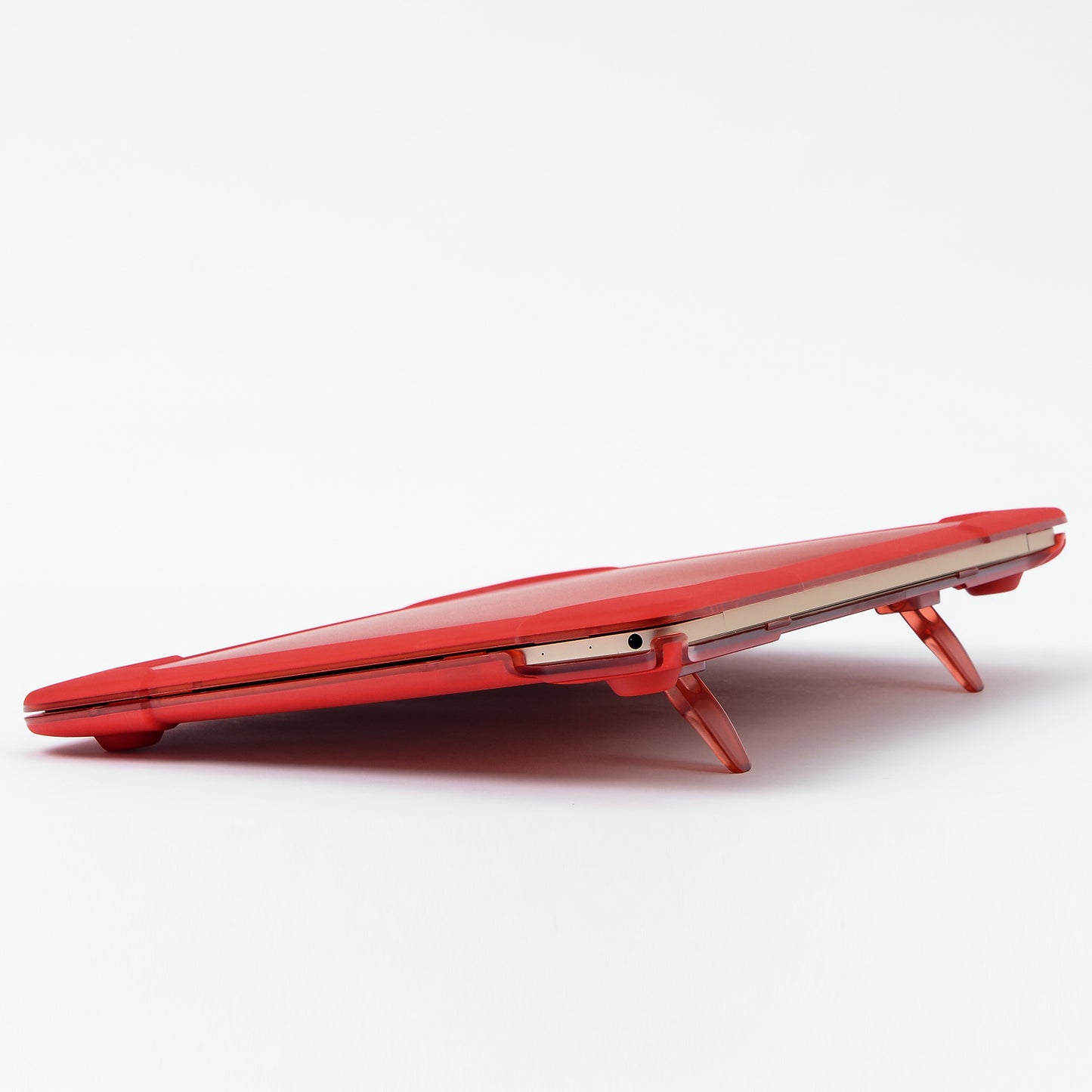 Drop-proof Supporting Stand Design Hard PC Laptop Case Well-protected Notebook Cover for MacBook Retina 12inch A1534 / A1931 - Red