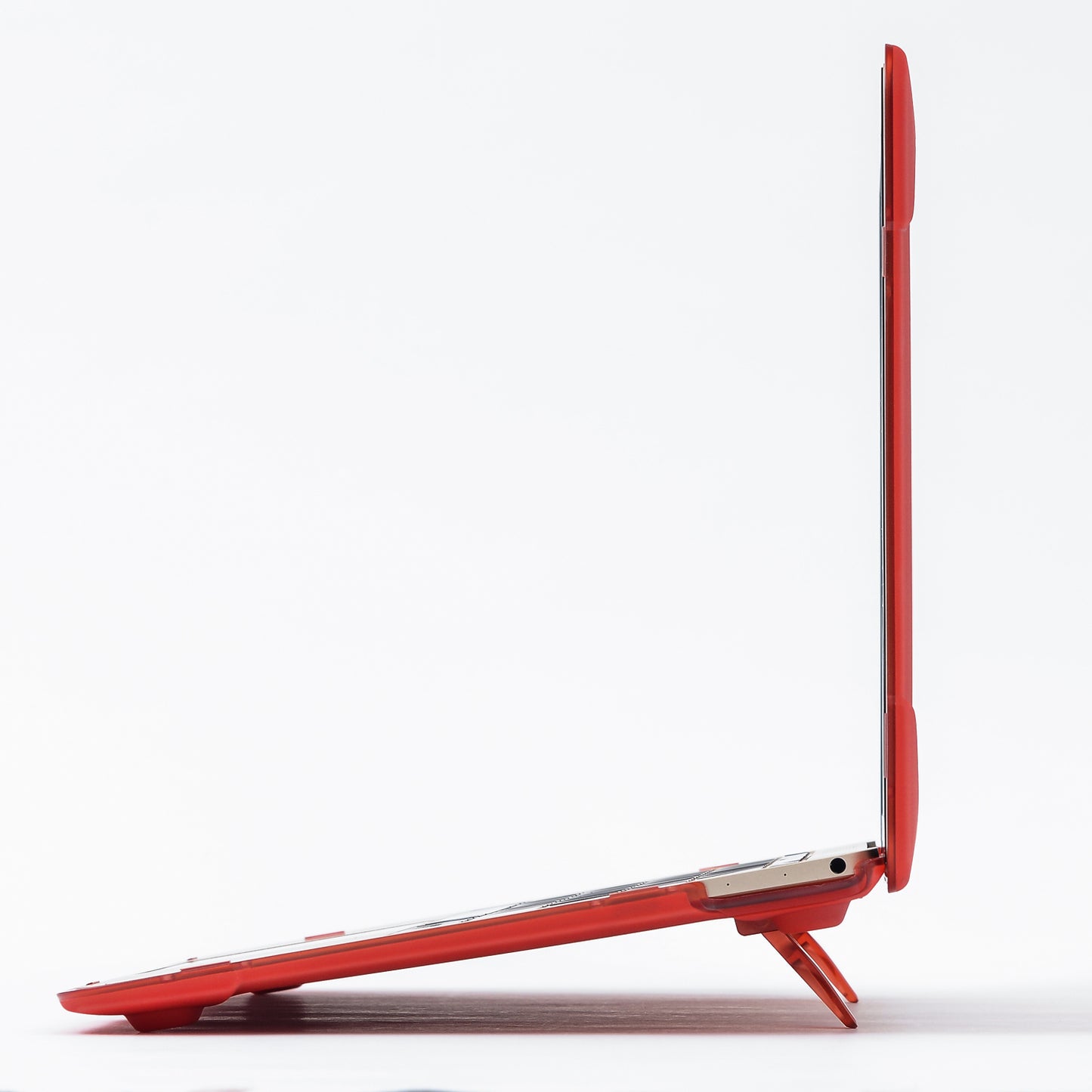 Drop-proof Supporting Stand Design Hard PC Laptop Case Well-protected Notebook Cover for MacBook Retina 12inch A1534 / A1931 - Red