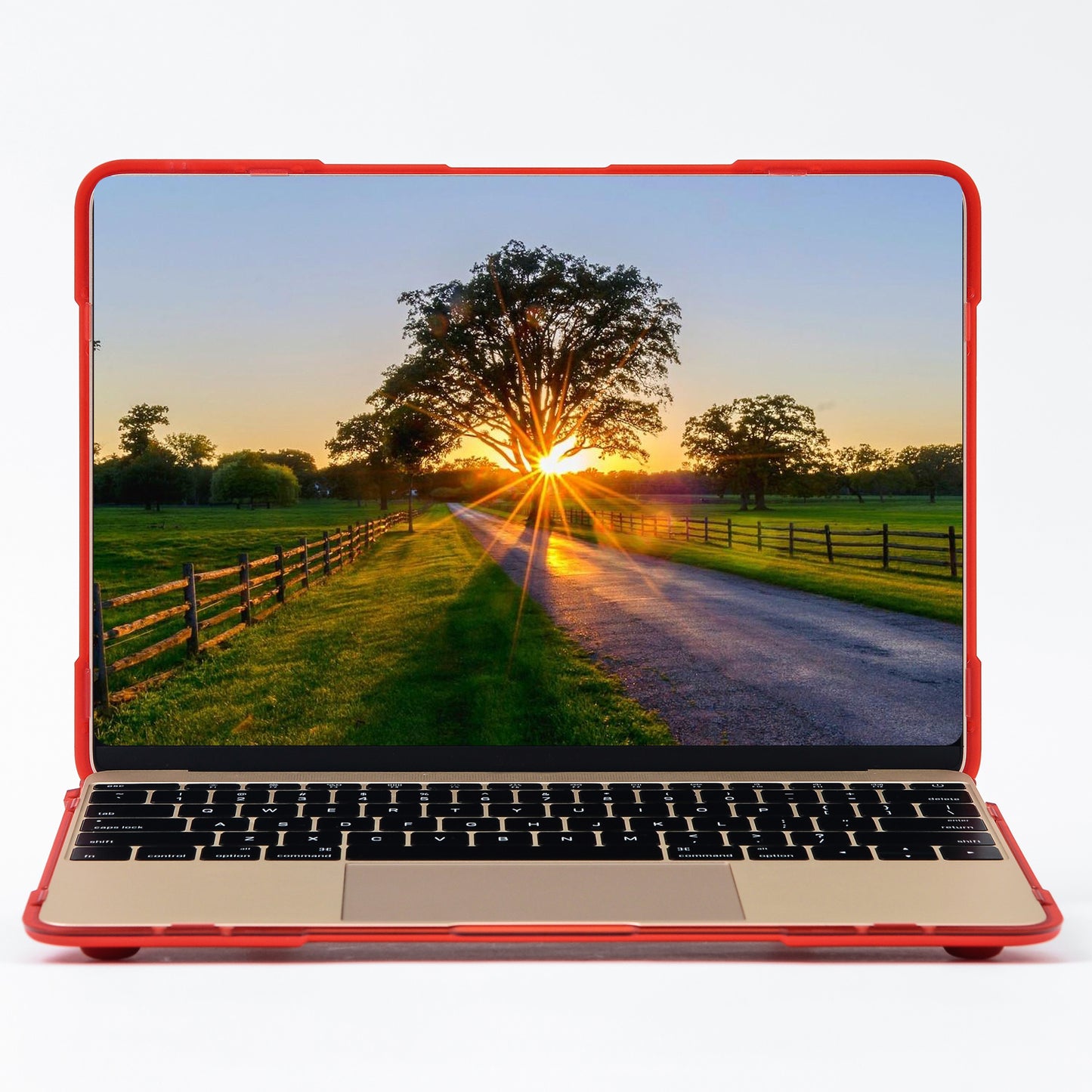 Drop-proof Supporting Stand Design Hard PC Laptop Case Well-protected Notebook Cover for MacBook Retina 12inch A1534 / A1931 - Red