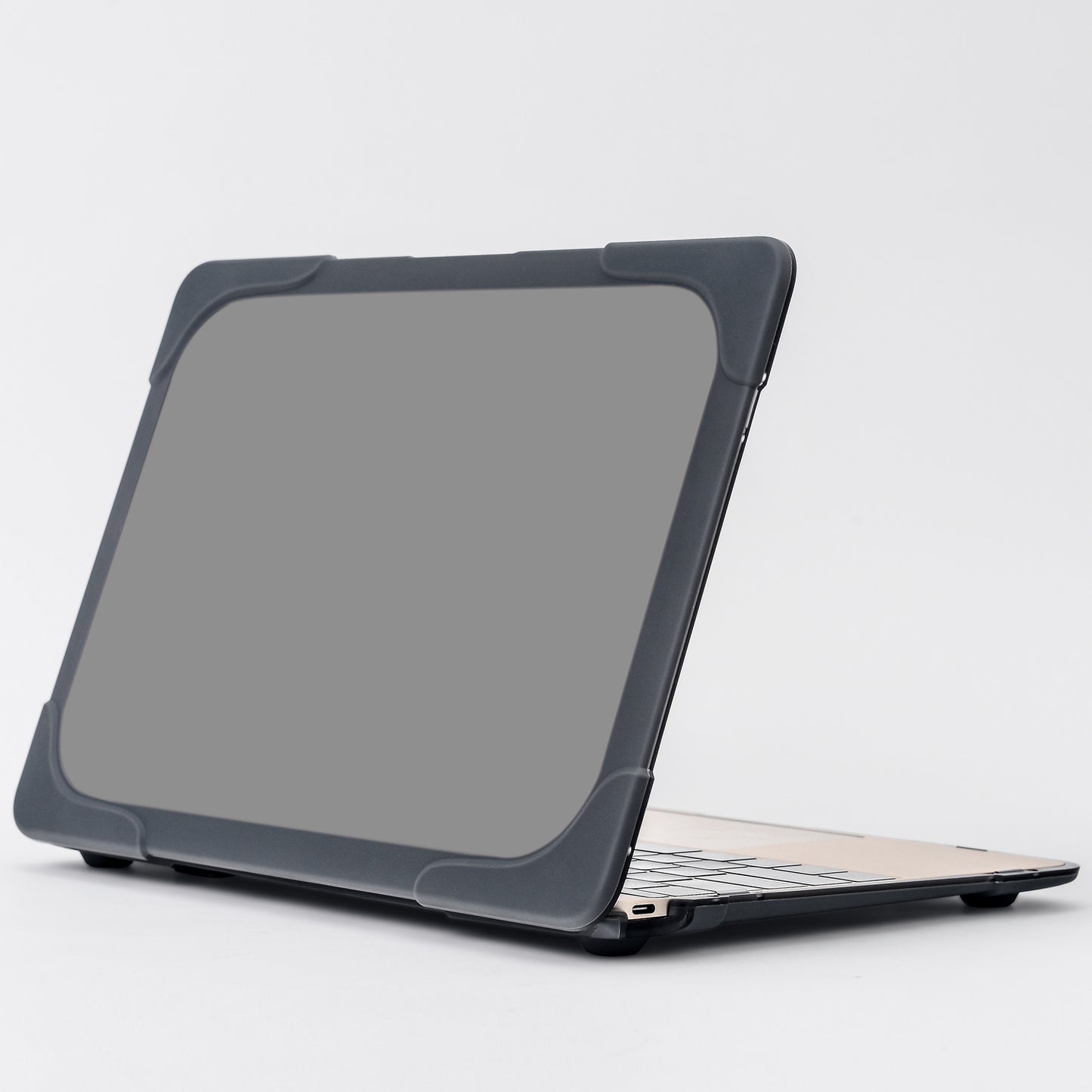 Drop-proof Supporting Stand Design Hard PC Laptop Case Well-protected Notebook Cover for MacBook Retina 12inch A1534 / A1931 - Grey