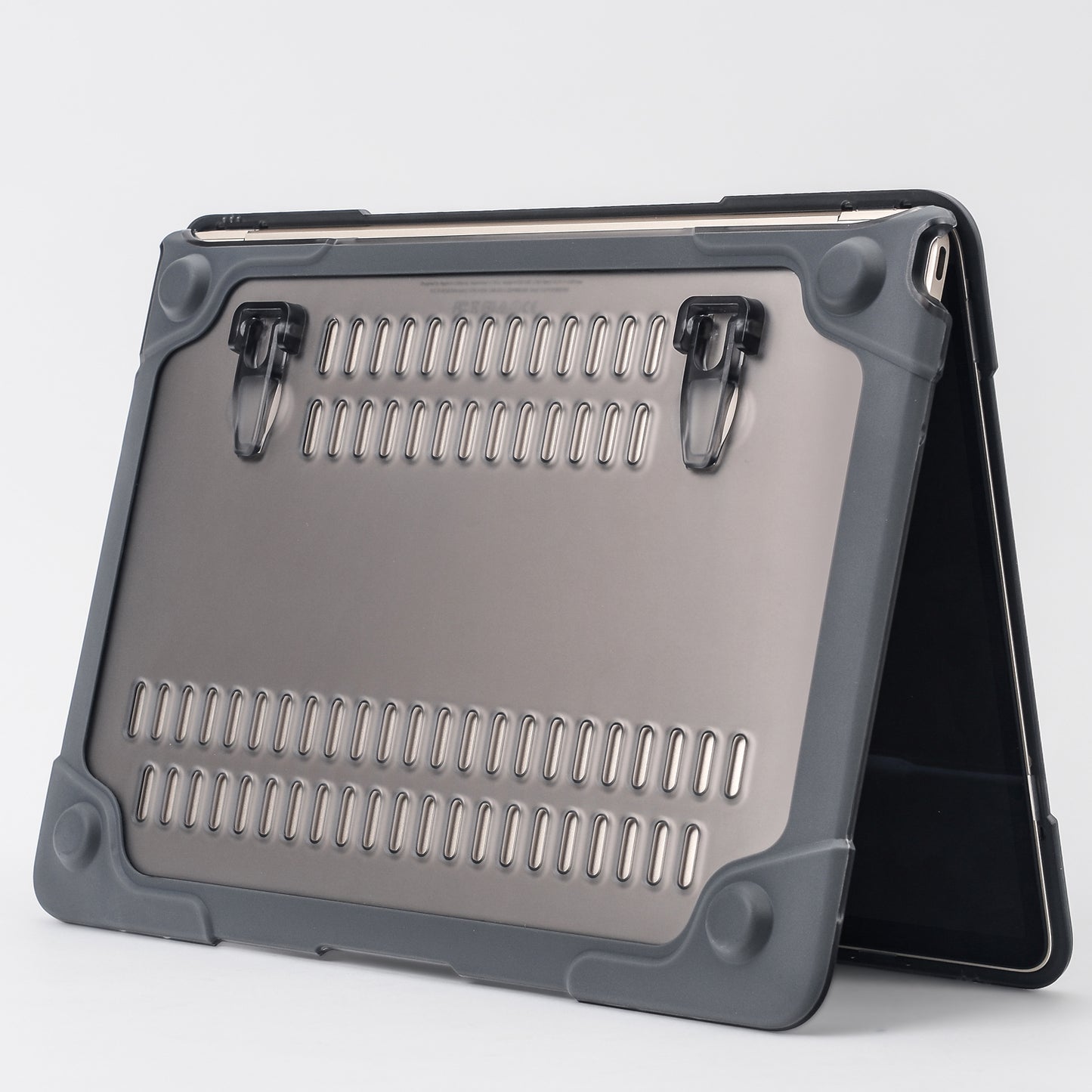 Drop-proof Supporting Stand Design Hard PC Laptop Case Well-protected Notebook Cover for MacBook Retina 12inch A1534 / A1931 - Grey