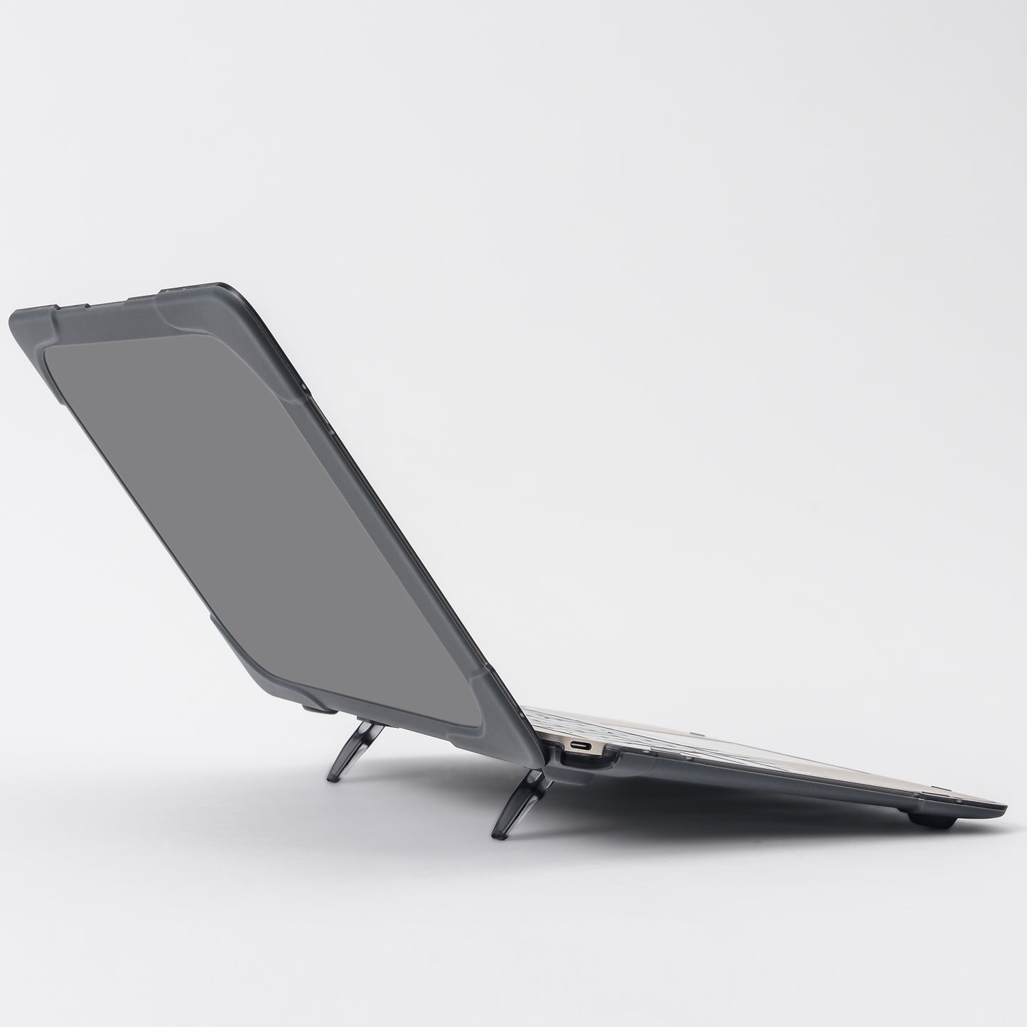 Drop-proof Supporting Stand Design Hard PC Laptop Case Well-protected Notebook Cover for MacBook Retina 12inch A1534 / A1931 - Grey