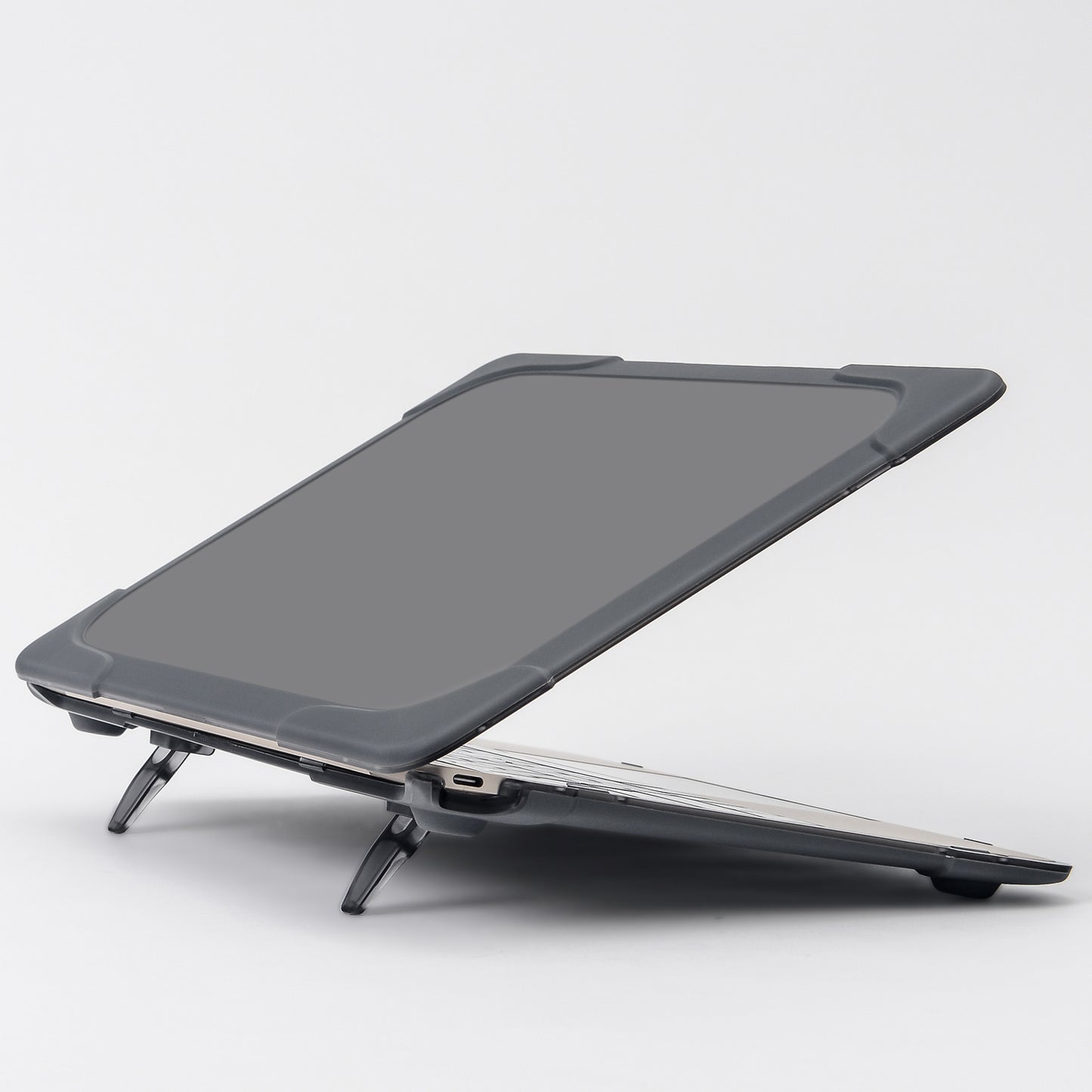Drop-proof Supporting Stand Design Hard PC Laptop Case Well-protected Notebook Cover for MacBook Retina 12inch A1534 / A1931 - Grey