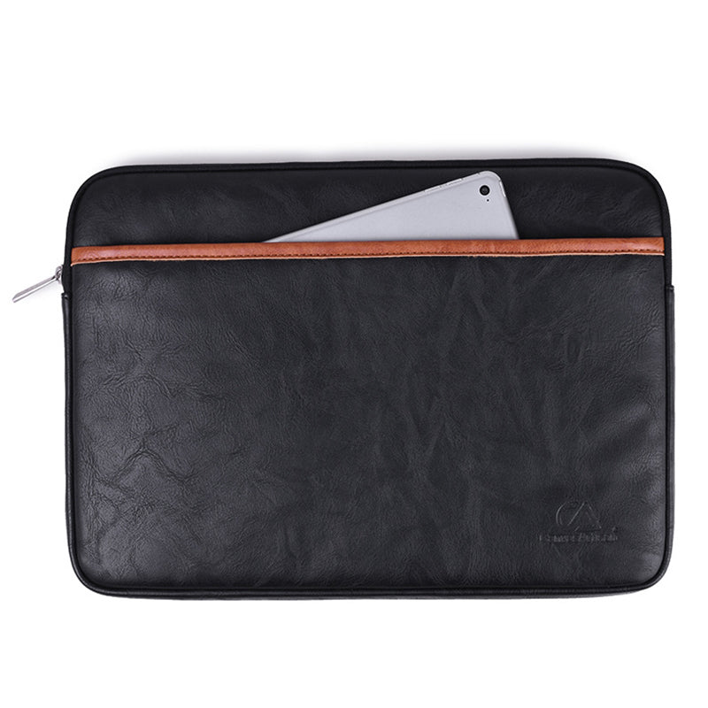 Fashionable Laptop Sleeve 11inch Notebook Computer Simple Style PU Leather Large Carrying Bag Laptop Case - Black / Brown