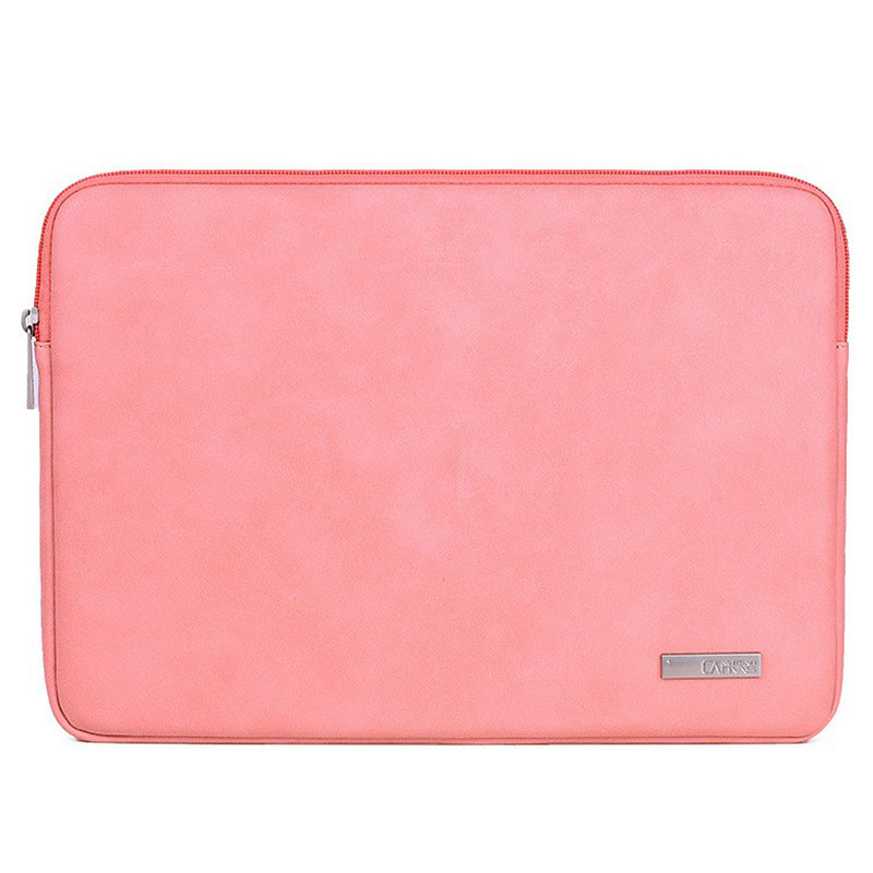 Canvasartisan L11-03 12-inch PU Leather Laptop Case Shockproof Zipper Laptop Pouch Computer Storage Carrying Bag - Pink