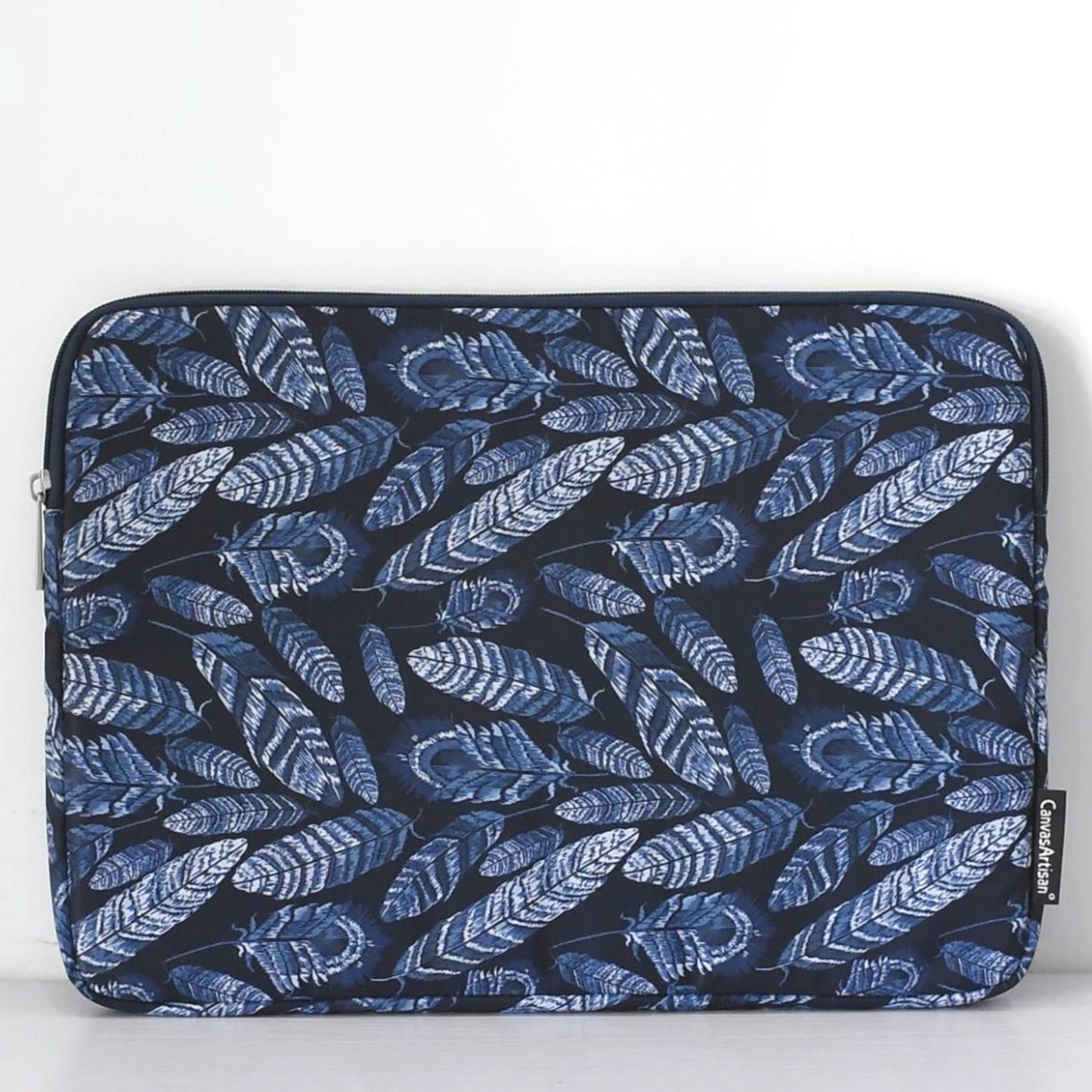 H4-03 Leaves Pattern Ultra-slim Laptop Sleeve Shockproof Lining Canvas Carrying Bag for 12-inch Notebook